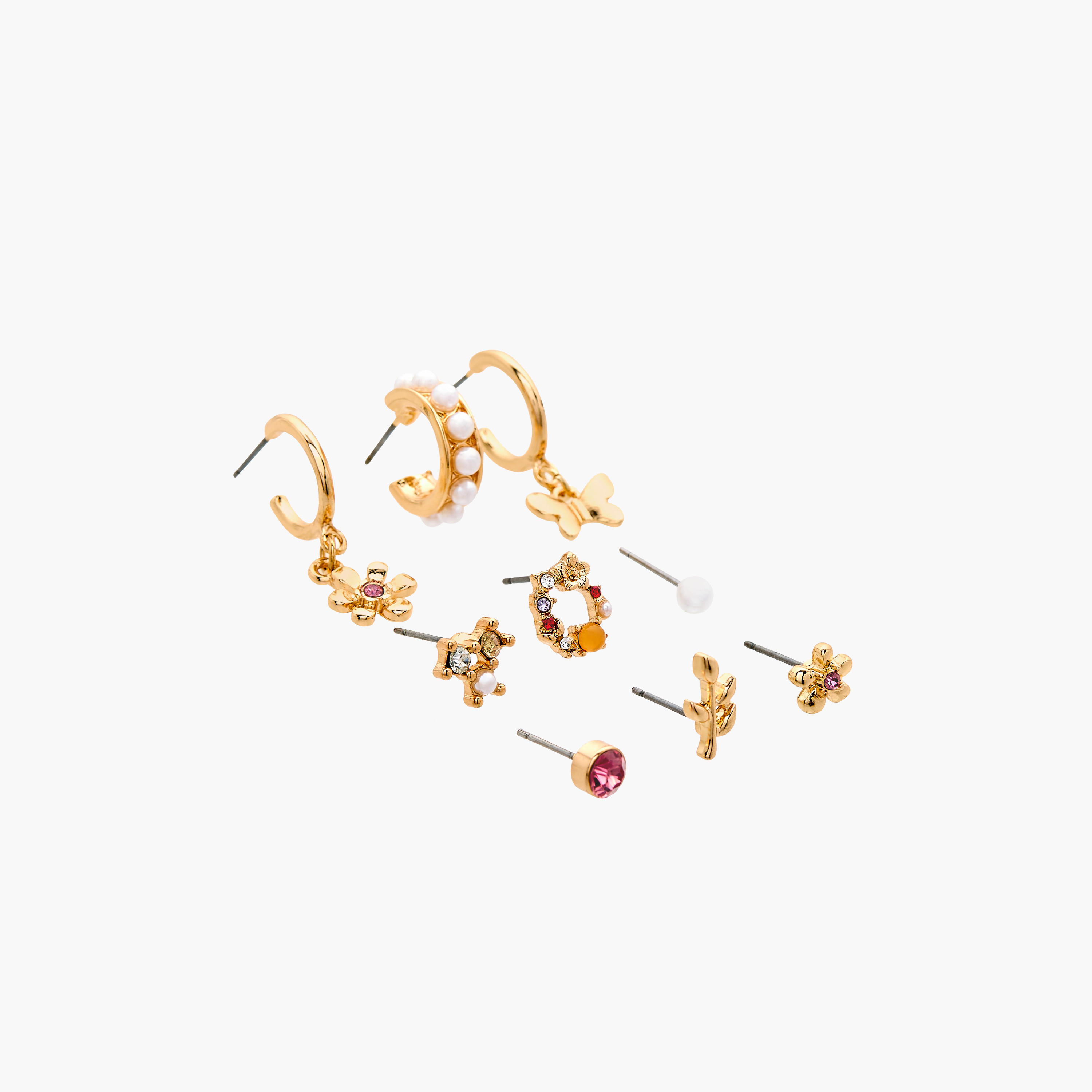 حلق ميتاليك بمكبس إغلاق خلفي من جلوو - مجموعة 9 أزواج-women-watchesandjewellery-jewellery-earrings-image-2