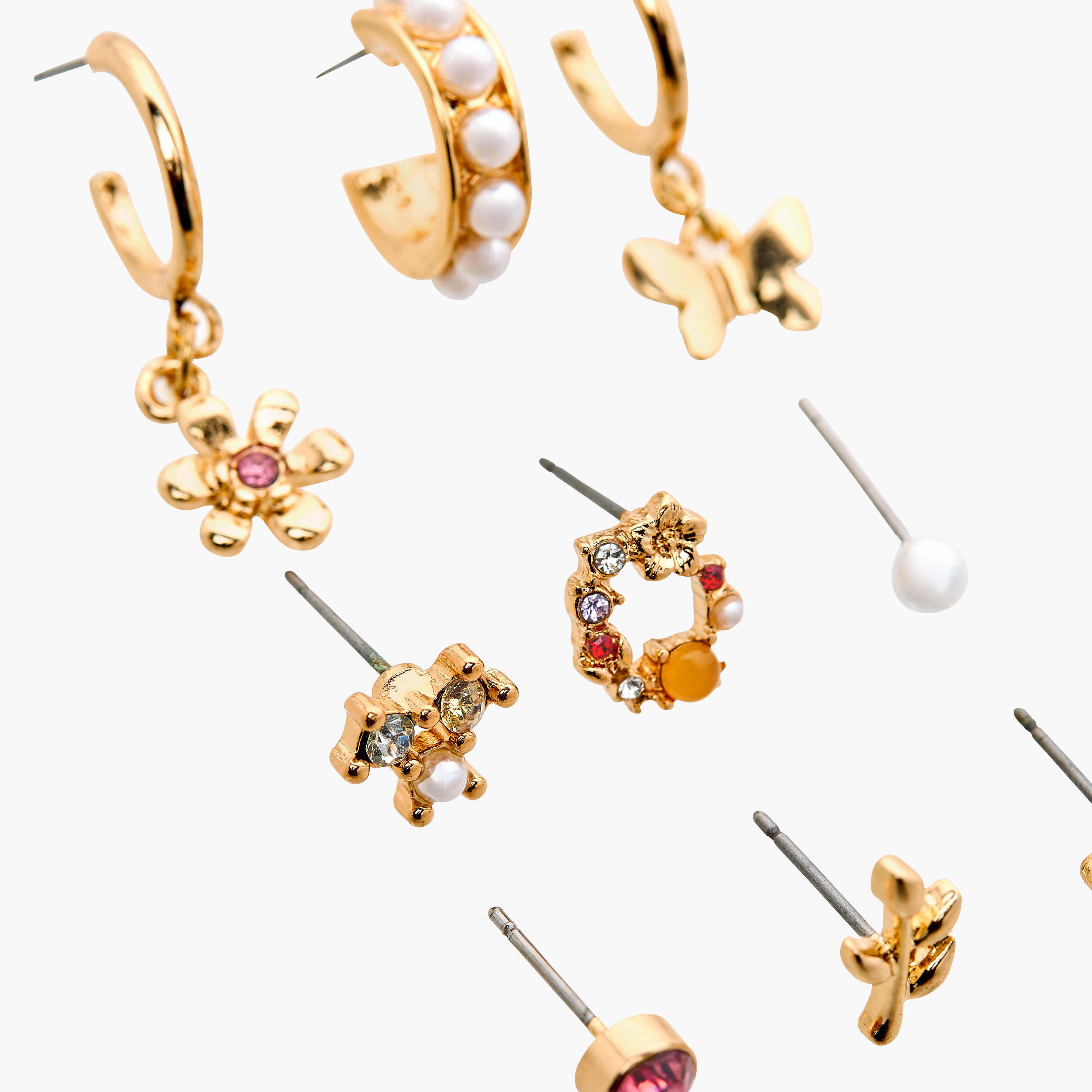 حلق ميتاليك بمكبس إغلاق خلفي من جلوو - مجموعة 9 أزواج-women-watchesandjewellery-jewellery-earrings-image-3