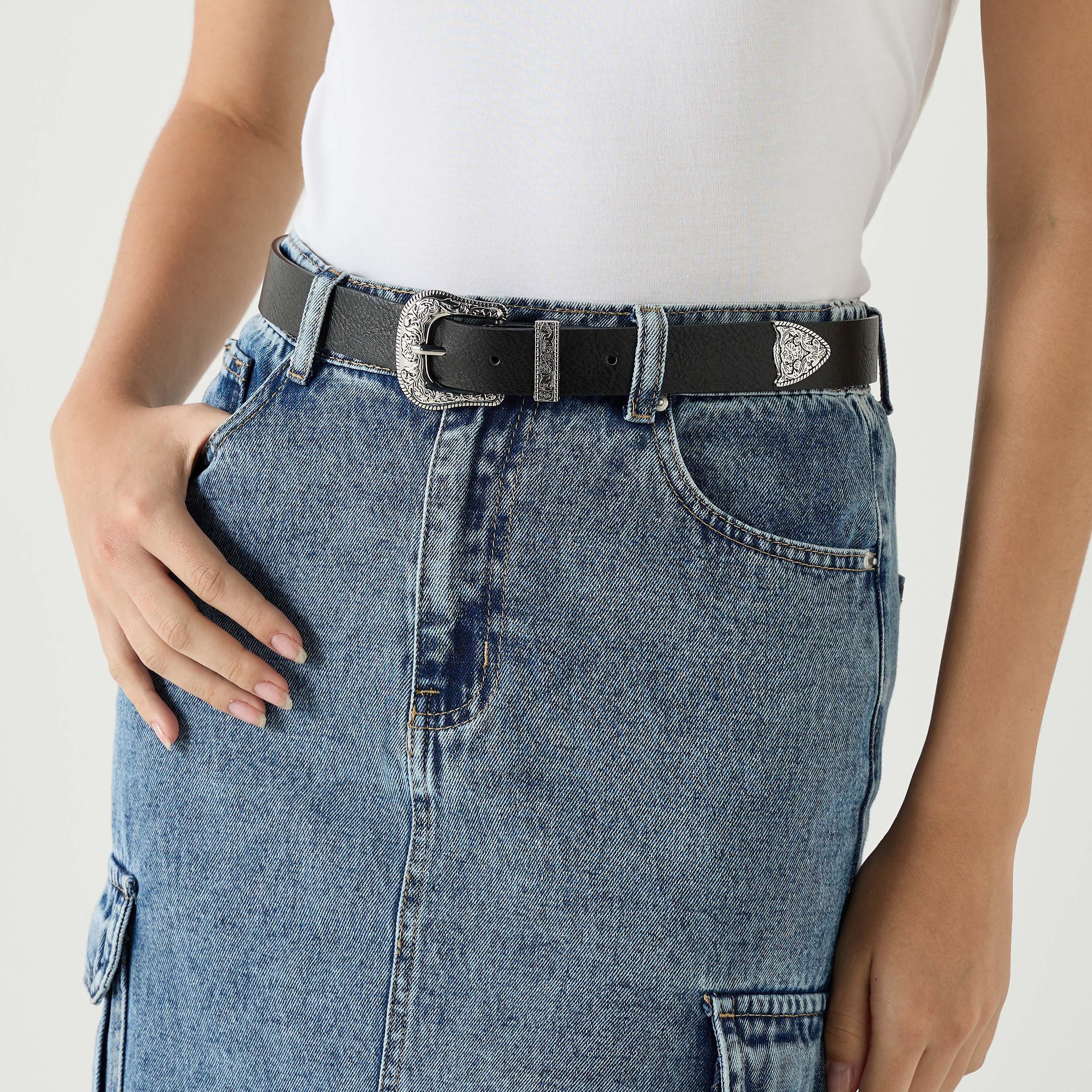 Metal Accent Belt with Pin Buckle Closure-women-clothingaccessories-belts-image-2