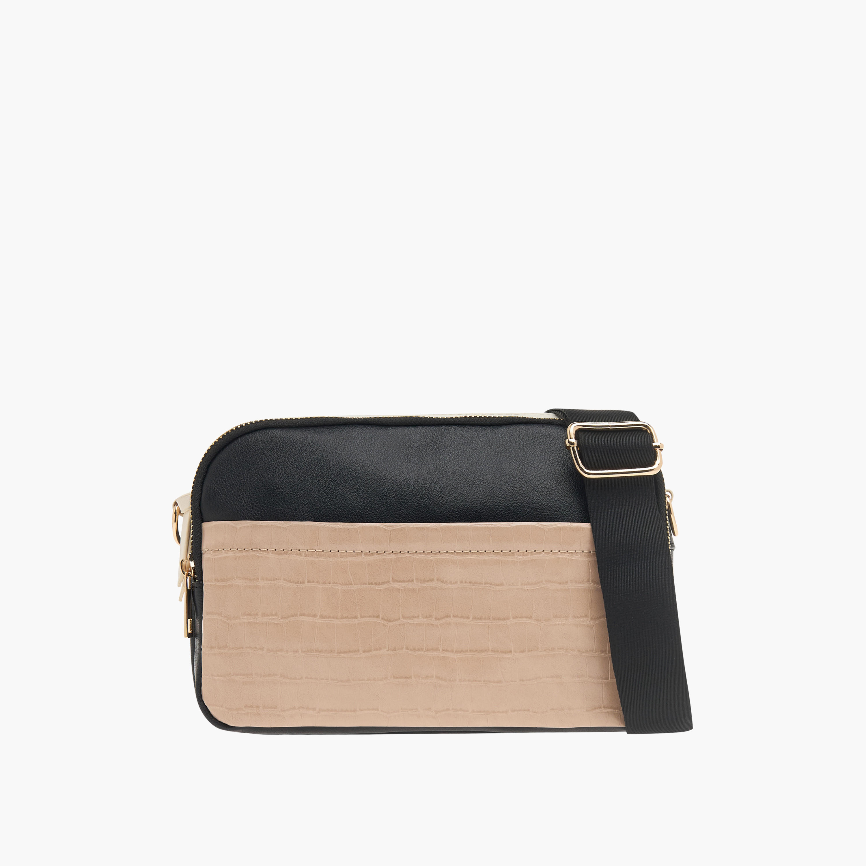 شنطة كروس بودي بسحاب إغلاق وحزام قابل للتعديل وتصميم قوالب ملونة-women-bagsandwallets-handbags-image-1