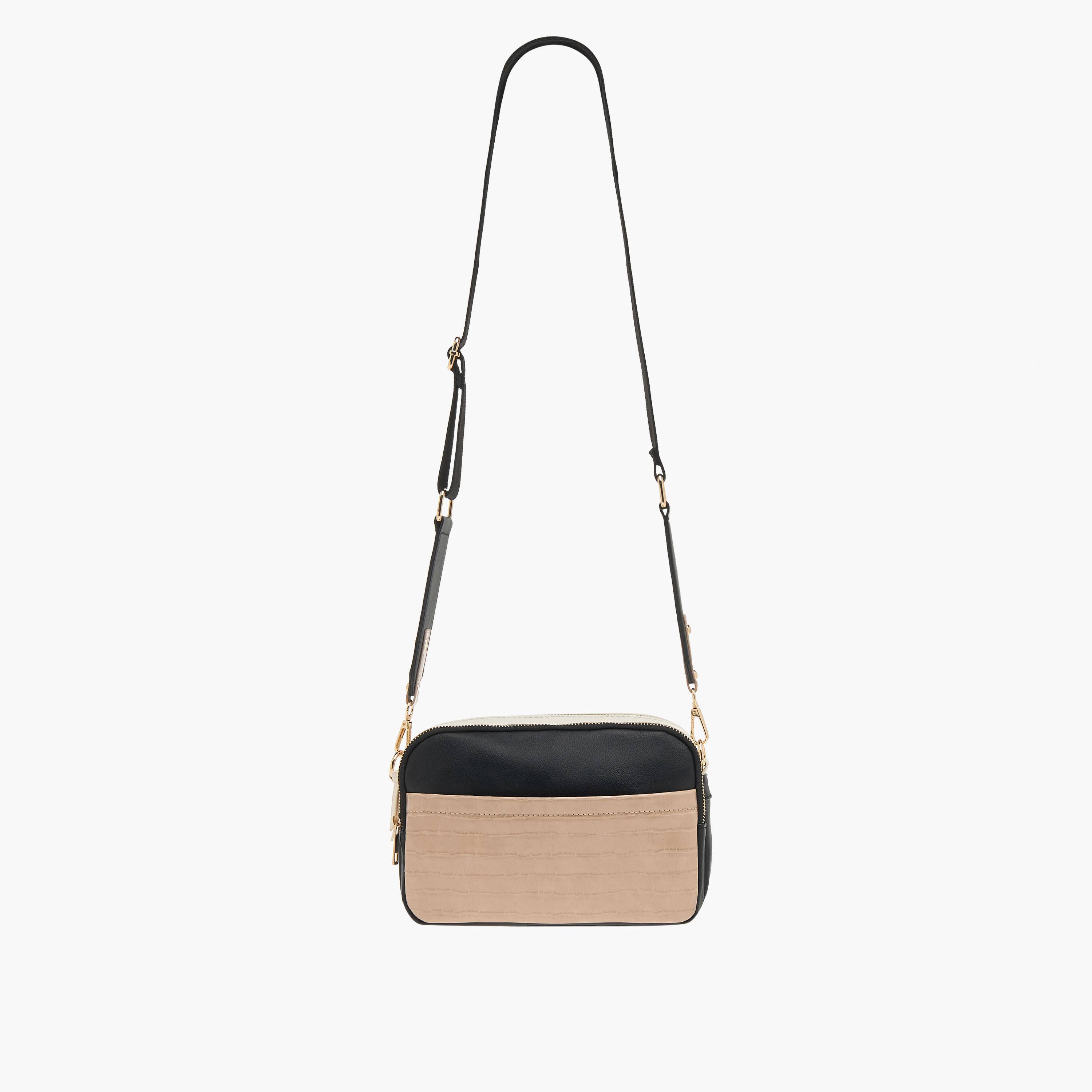 شنطة كروس بودي بسحاب إغلاق وحزام قابل للتعديل وتصميم قوالب ملونة-women-bagsandwallets-handbags-image-3