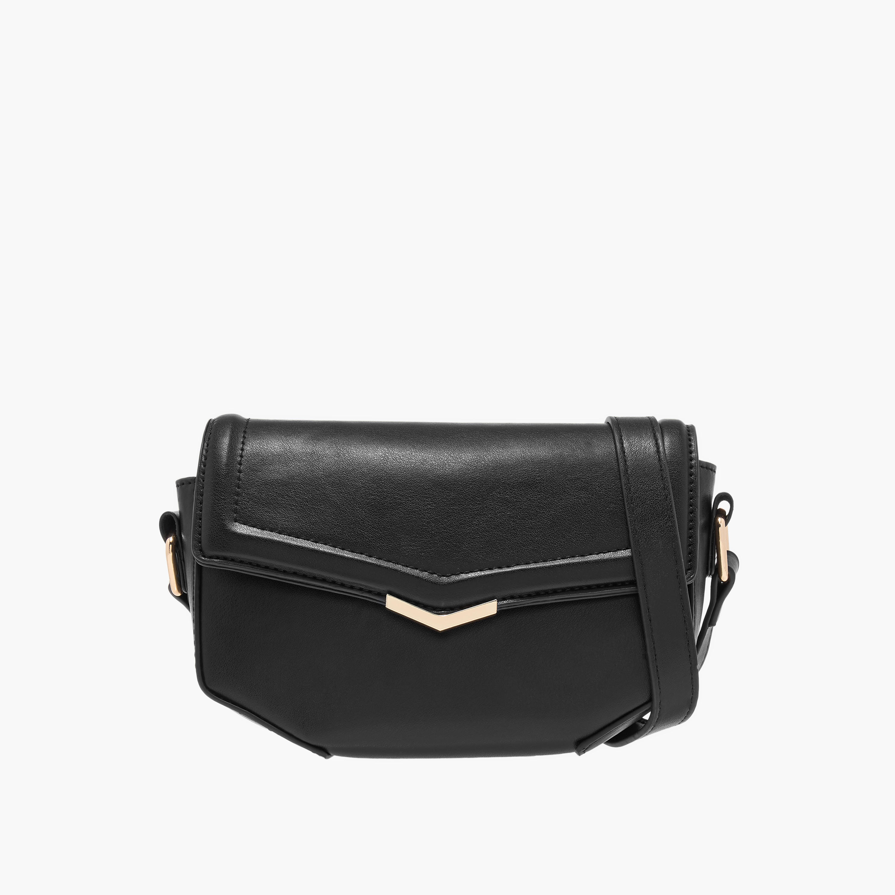 شنطة كروس بودي بحزام قابل للتعديل وطية إغلاق وتفاصيل ميتاليك-women-bagsandwallets-handbags-image-1