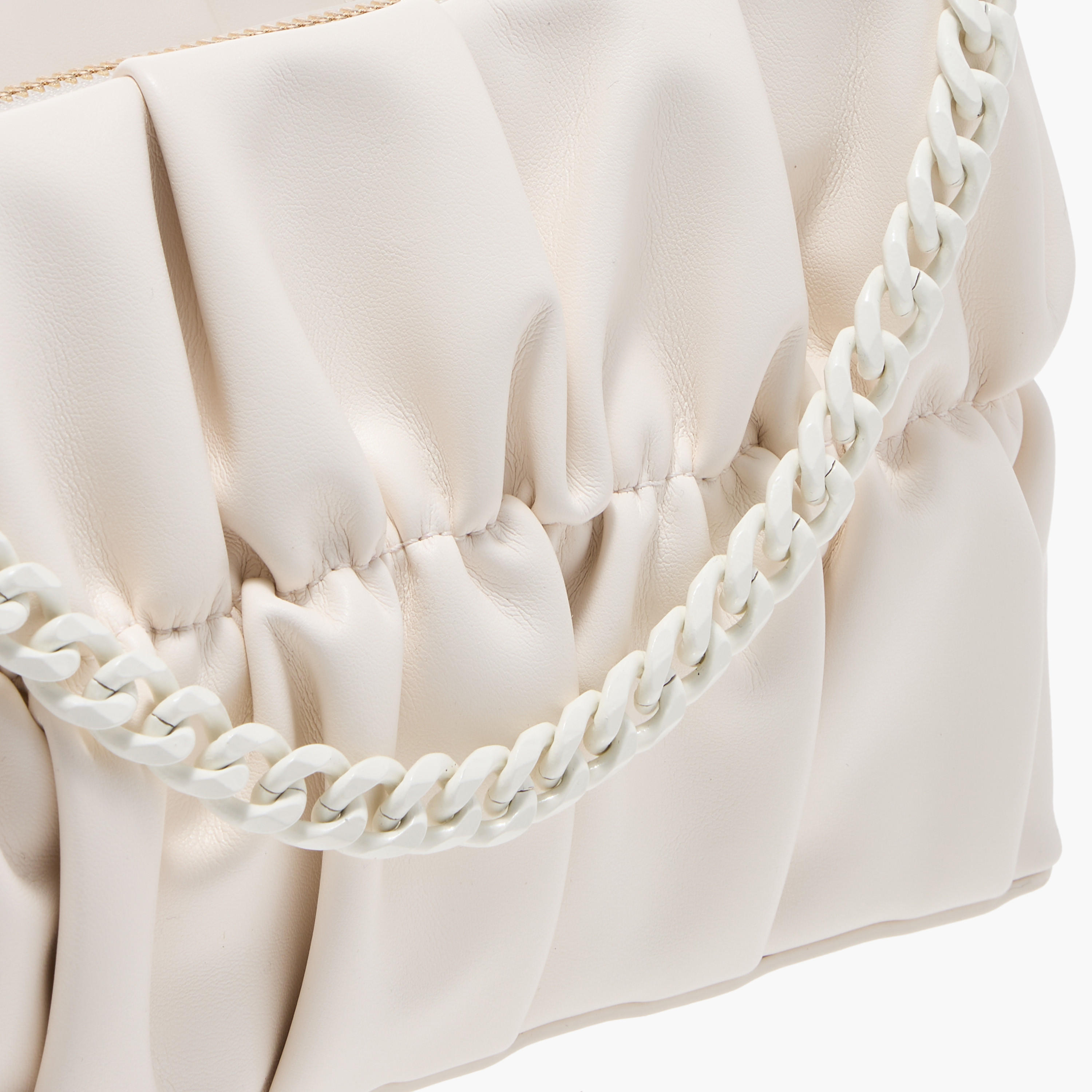 Ruched Detail Shoulder Bag with Strap Handle and Zip Closure-women-bagsandwallets-handbags-image-4