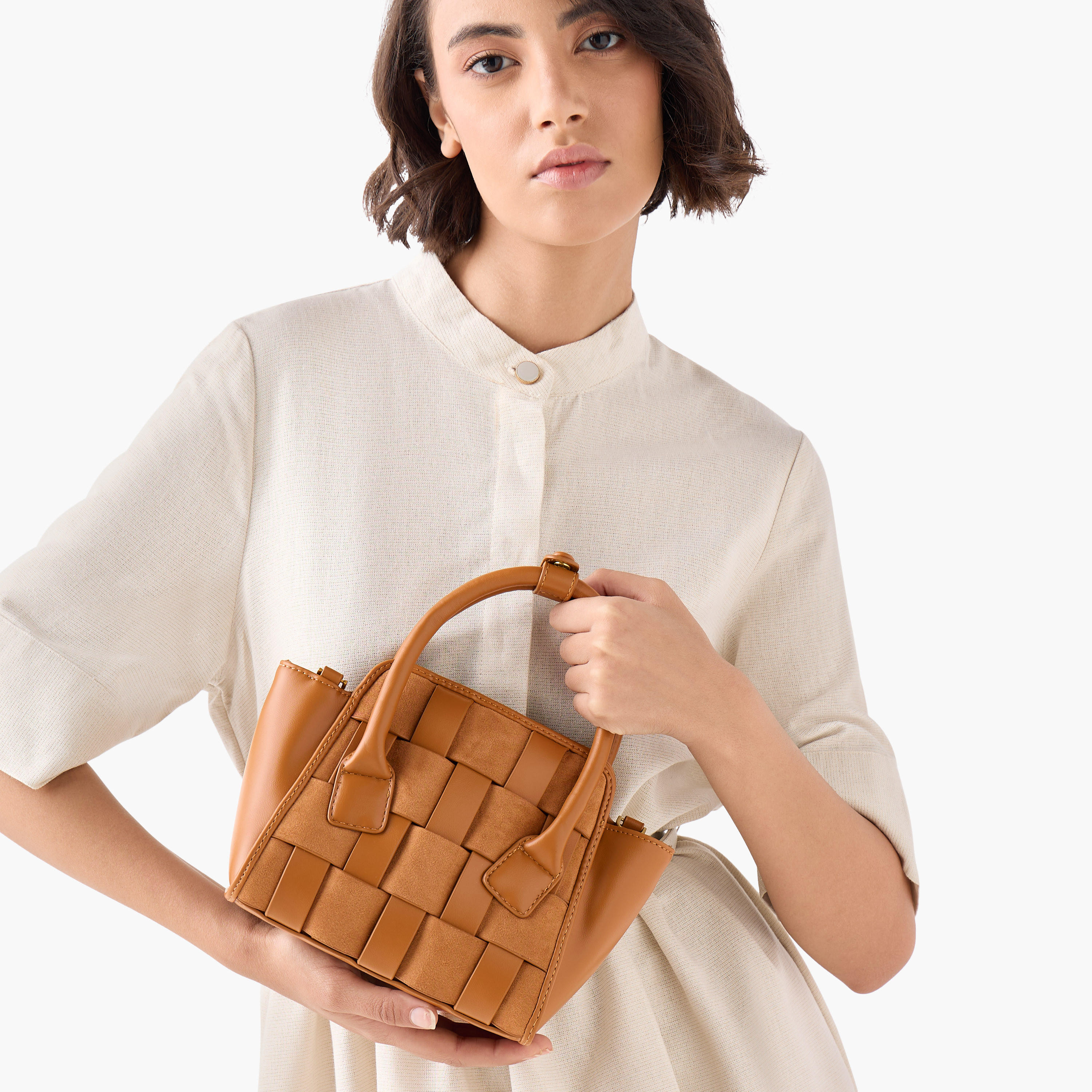 Textured Crossbody Bag with Detachable Strap and Pouch-women-bagsandwallets-handbags-image-2