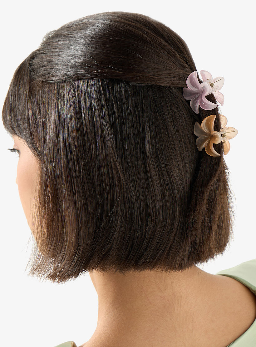 مشابك شعر بتصميم زهري - طقم من 3 قطع-women-hairaccessories-image-2