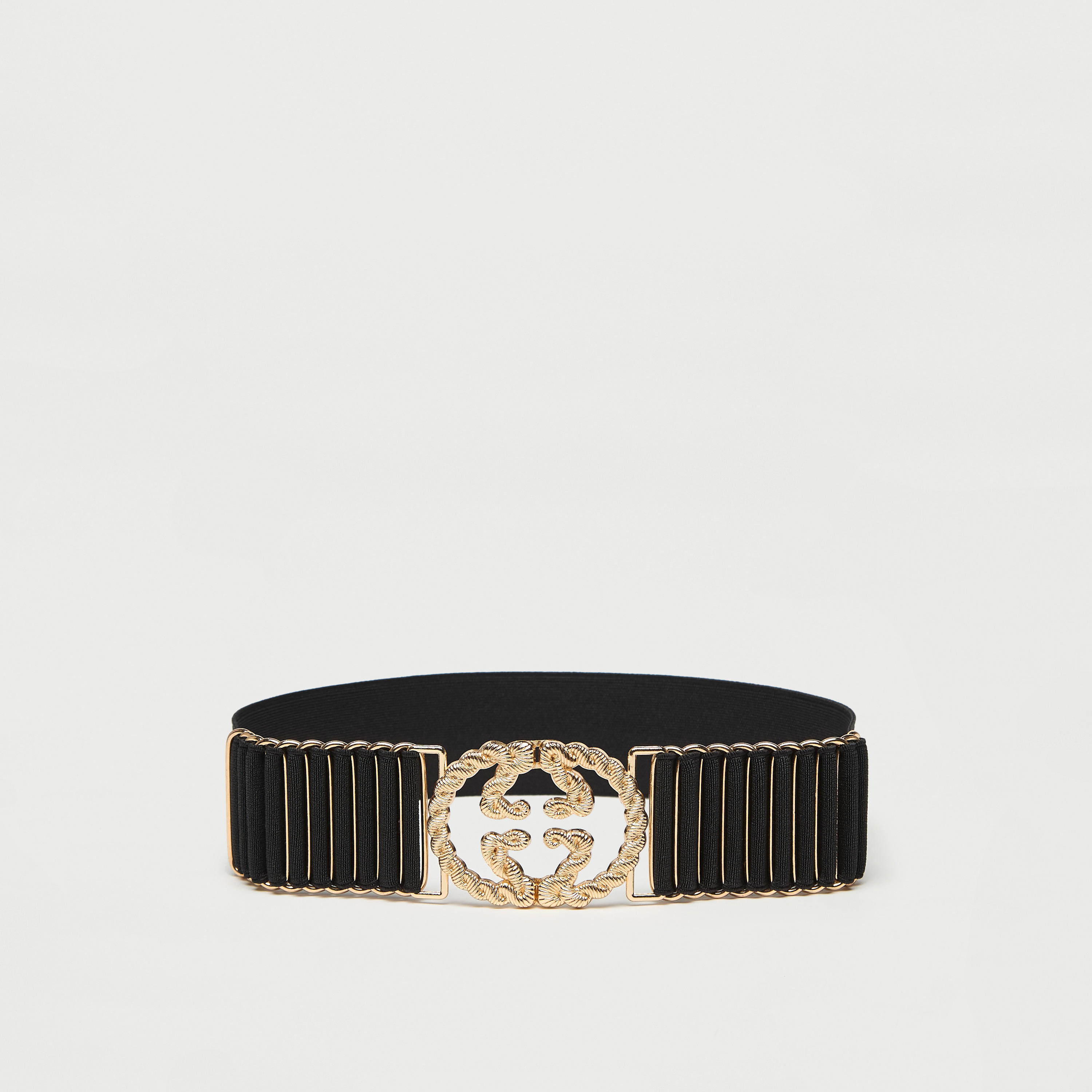 Metal Accent Elasticated Belt with Buckle Closure-women-clothingaccessories-belts-image-1
