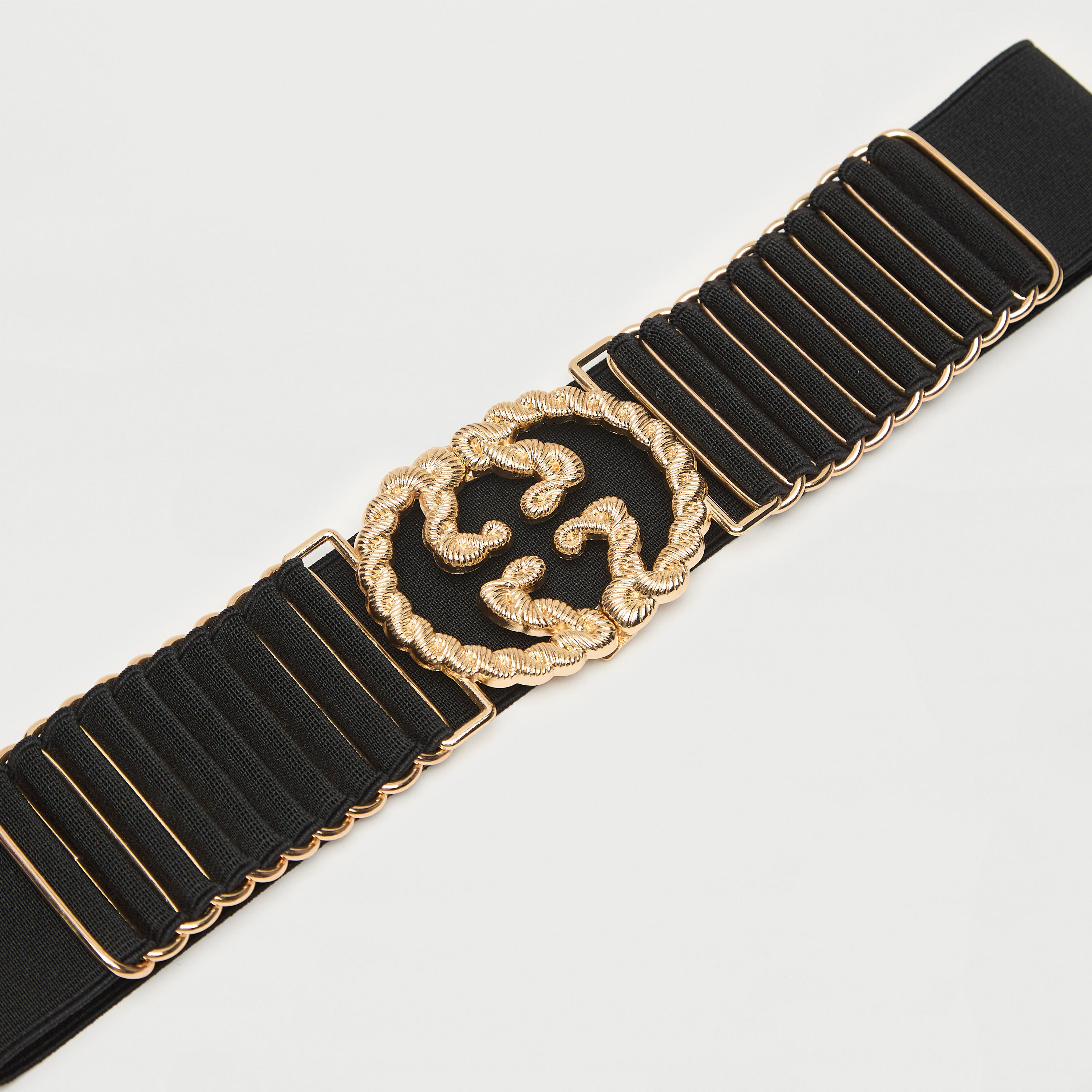 Metal Accent Elasticated Belt with Buckle Closure-women-clothingaccessories-belts-image-3