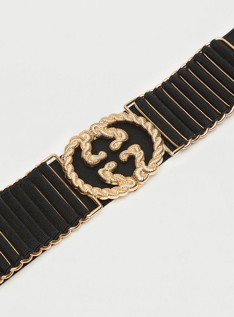 Metal Accent Elasticated Belt with Buckle Closure-women-clothingaccessories-belts-image-3