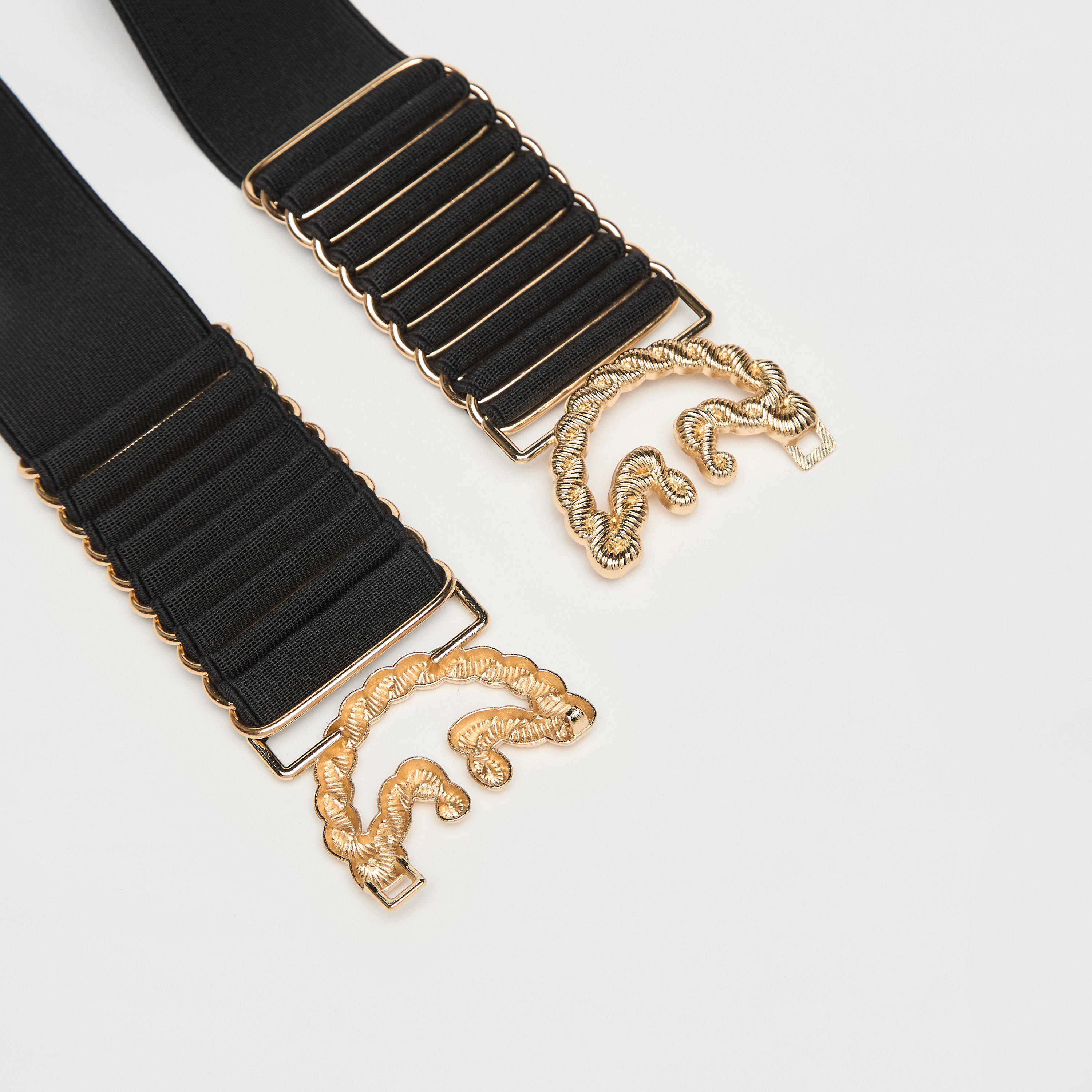 Metal Accent Elasticated Belt with Buckle Closure-women-clothingaccessories-belts-image-5