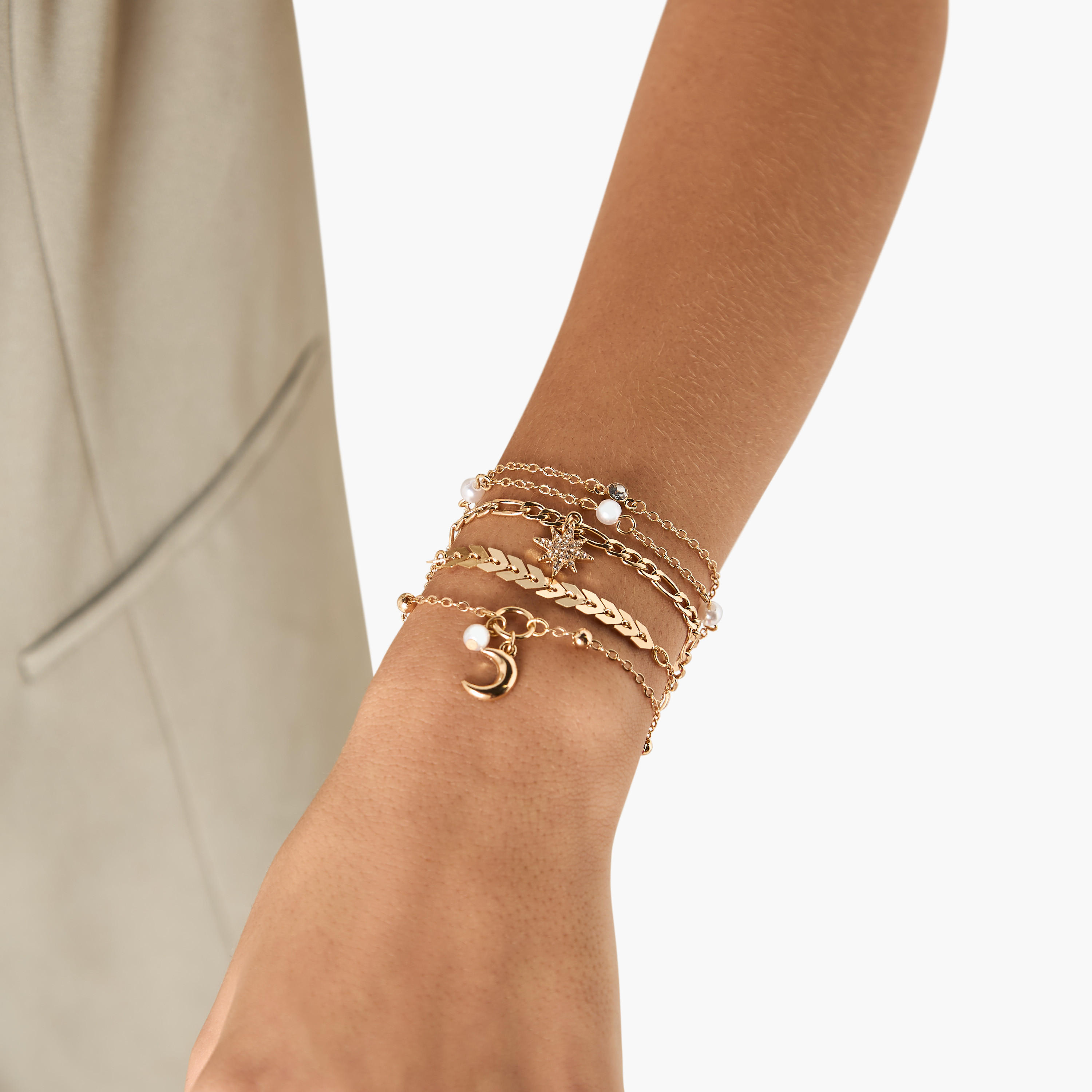 طقم أساور بمشبك إغلاق 5 قطع متنوعة-women-watchesandjewellery-jewellery-banglesandbracelets-image-2