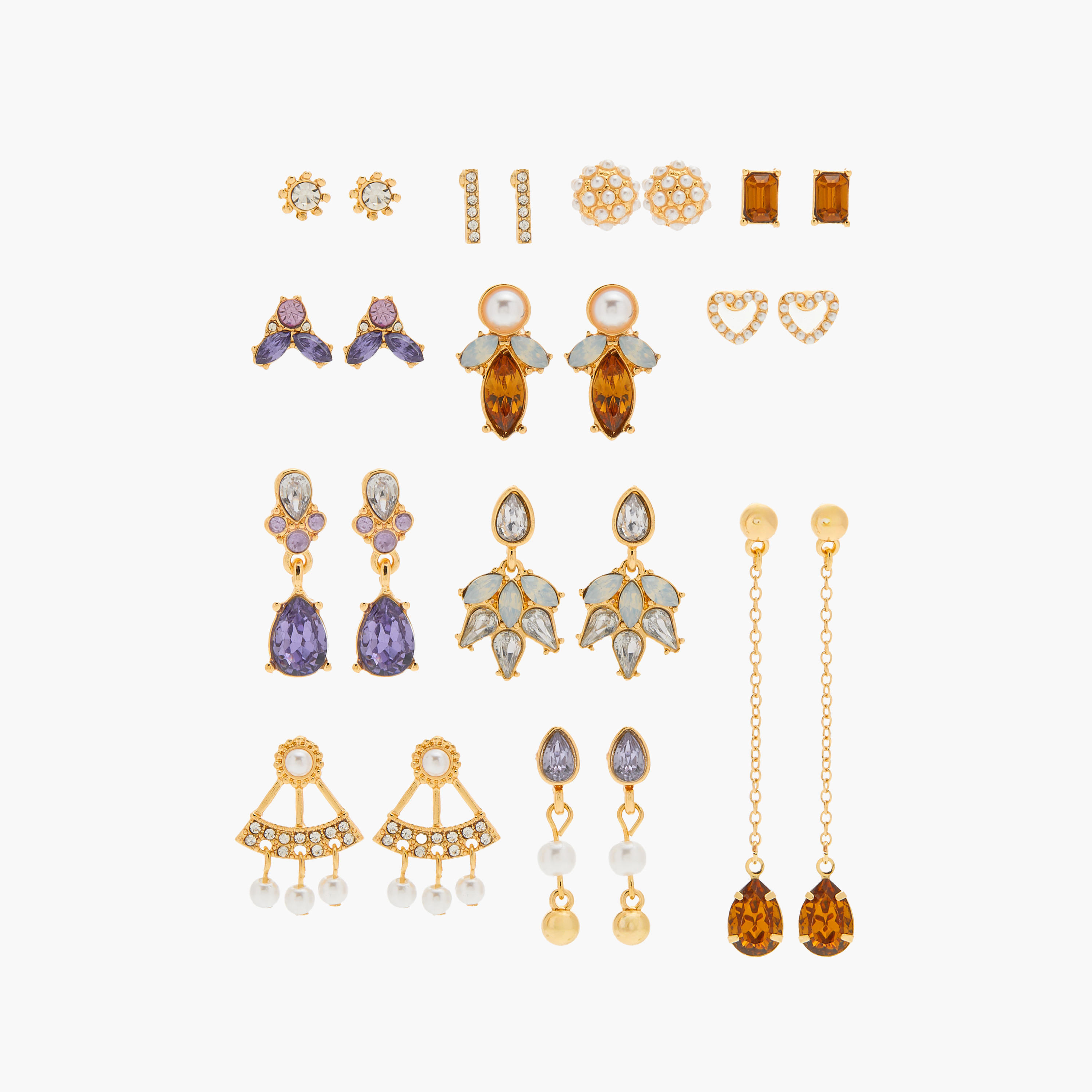 حلقان متنوعة مزينة بالأحجار - طقم من 12-women-watchesandjewellery-jewellery-earrings-image-5