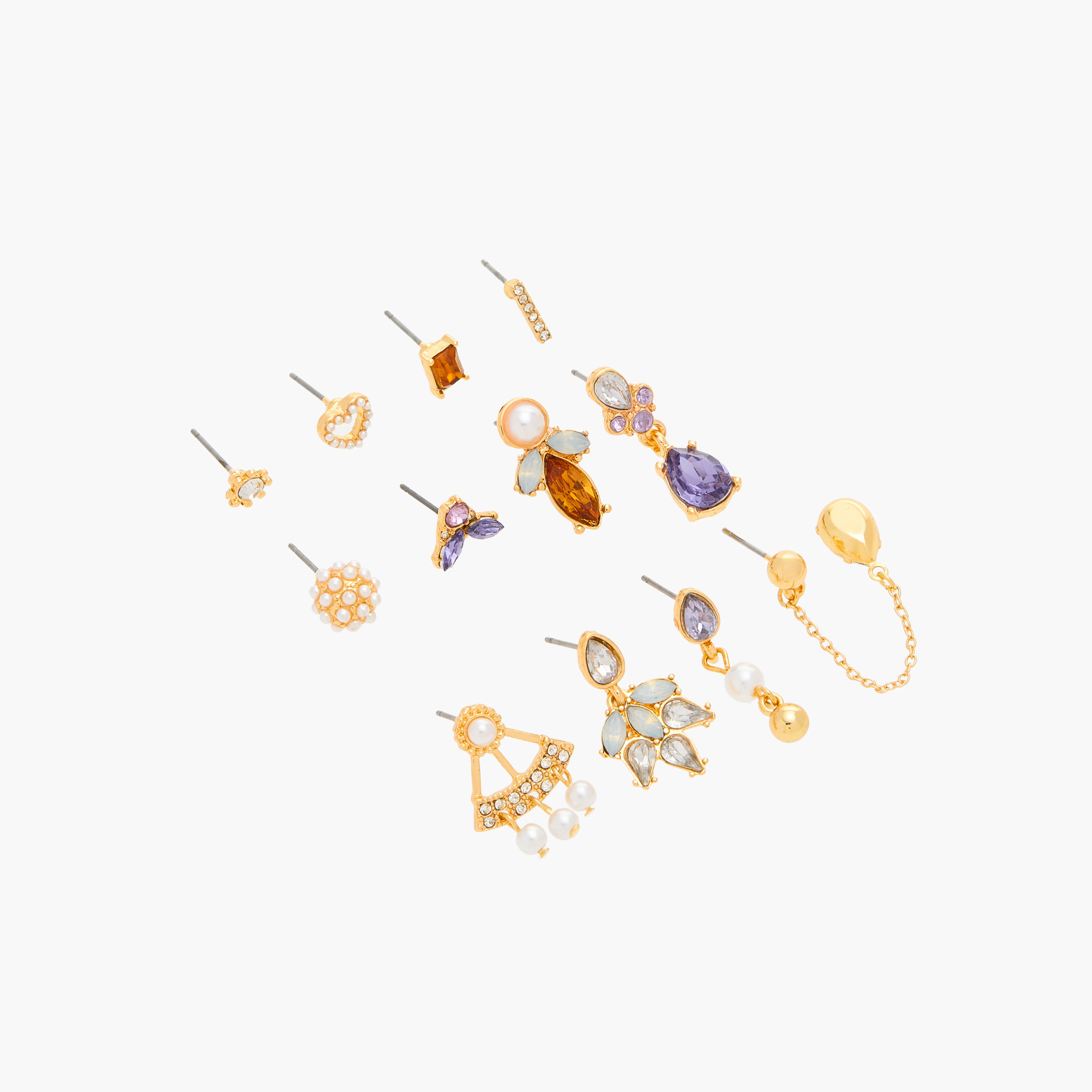 حلقان متنوعة مزينة بالأحجار - طقم من 12-women-watchesandjewellery-jewellery-earrings-image-3