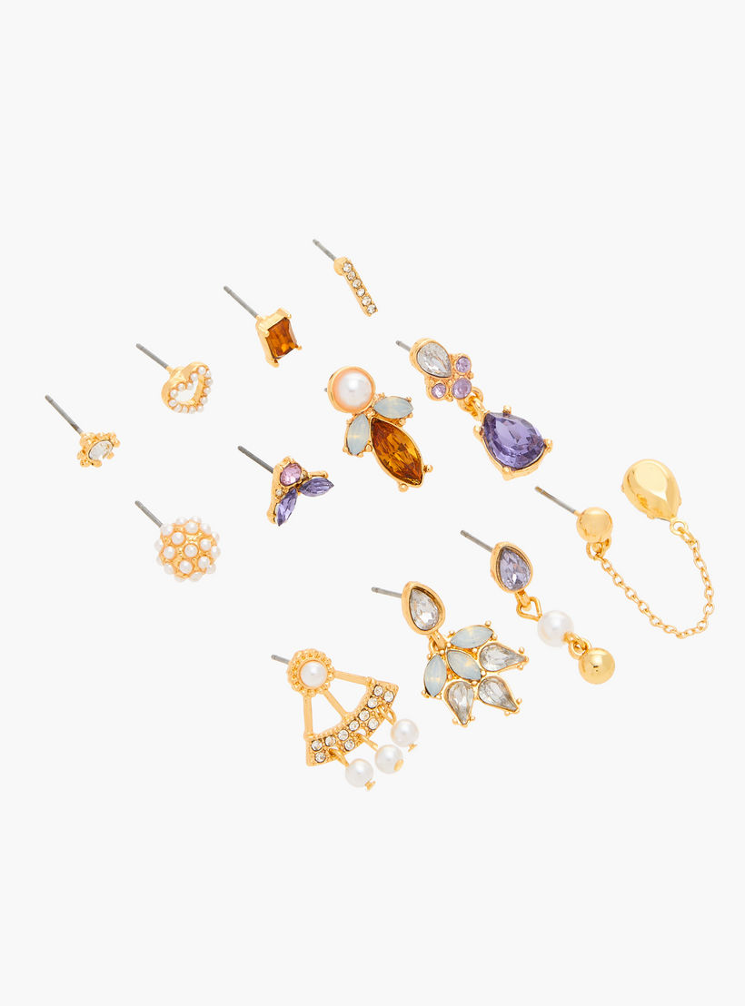 حلقان متنوعة مزينة بالأحجار - طقم من 12-women-watchesandjewellery-jewellery-earrings-image-3