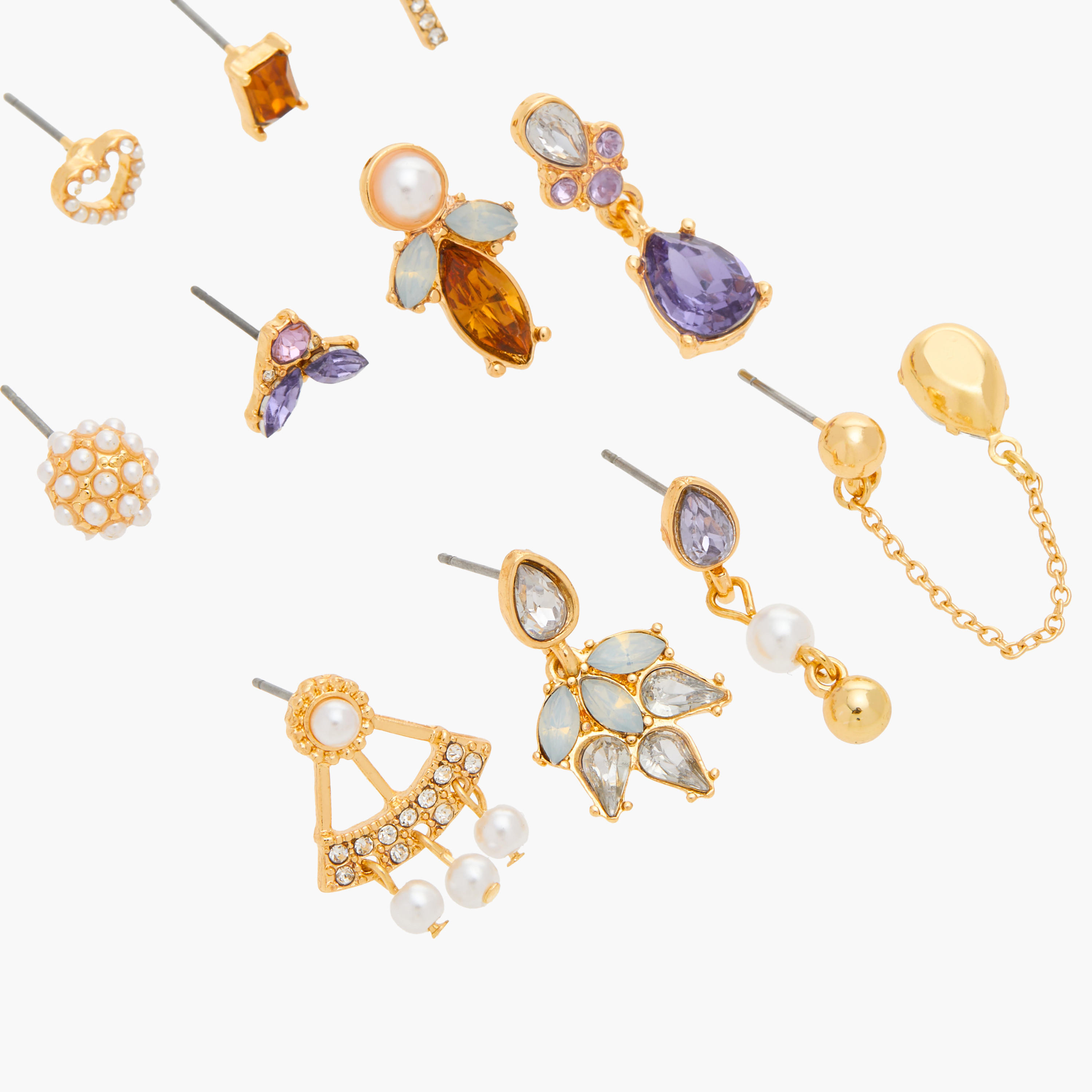 حلقان متنوعة مزينة بالأحجار - طقم من 12-women-watchesandjewellery-jewellery-earrings-image-2
