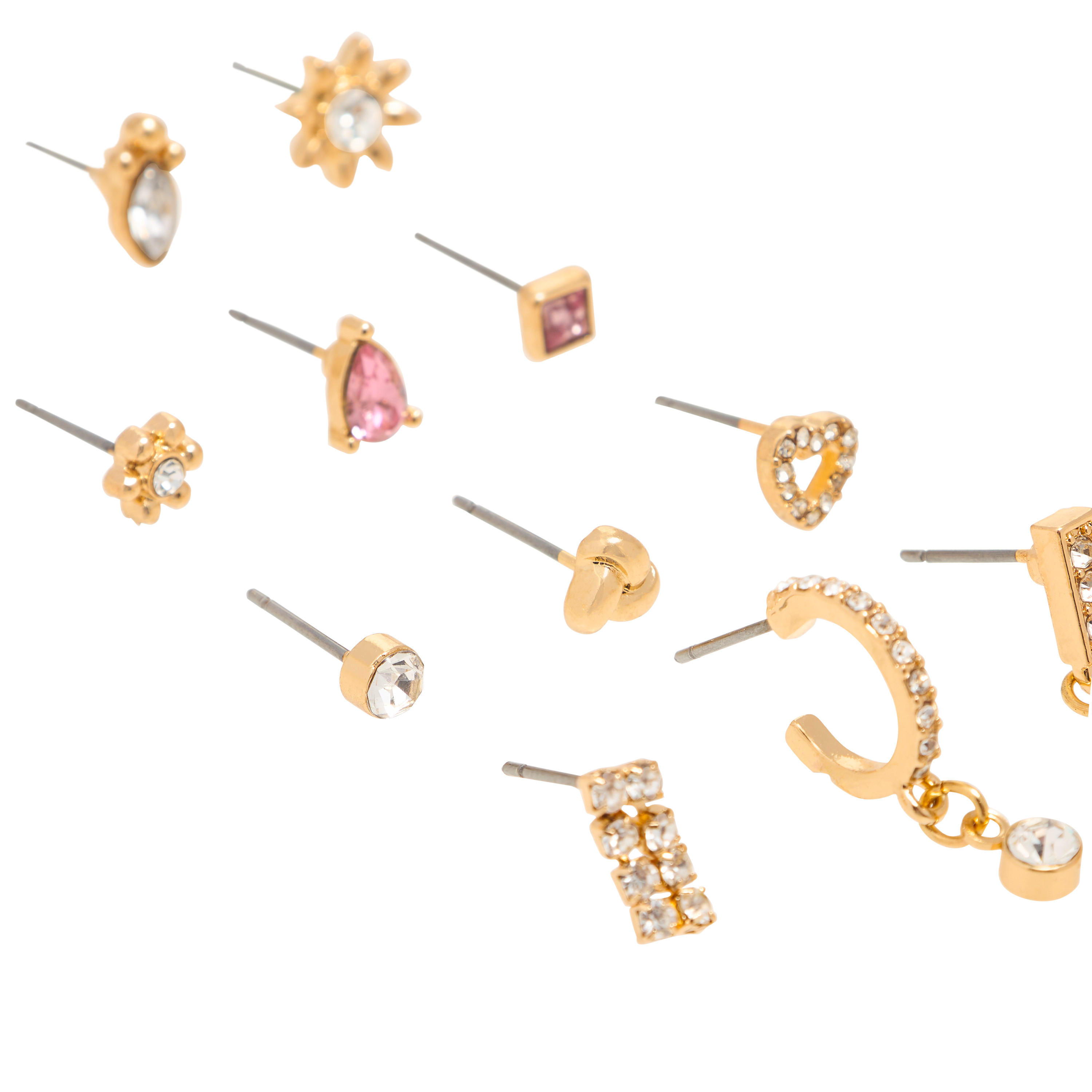 أقراط ميتاليك متنوعة بمكبس إغلاق خلفي - طقم من 12-women-watchesandjewellery-jewellery-earrings-image-4