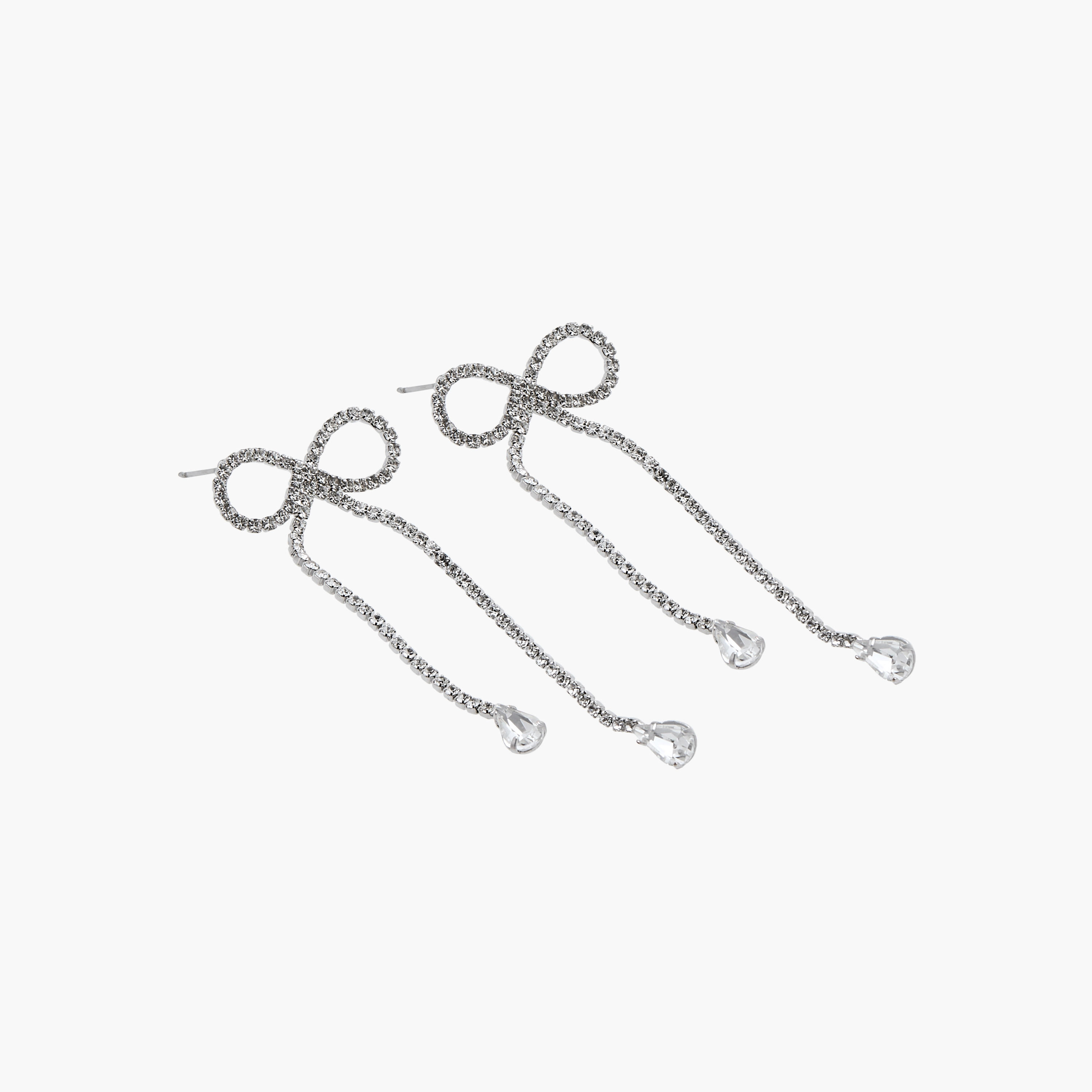 Studded Bow Dangling Earring with Pushback Closure-women-watchesandjewellery-jewellery-earrings-image-3