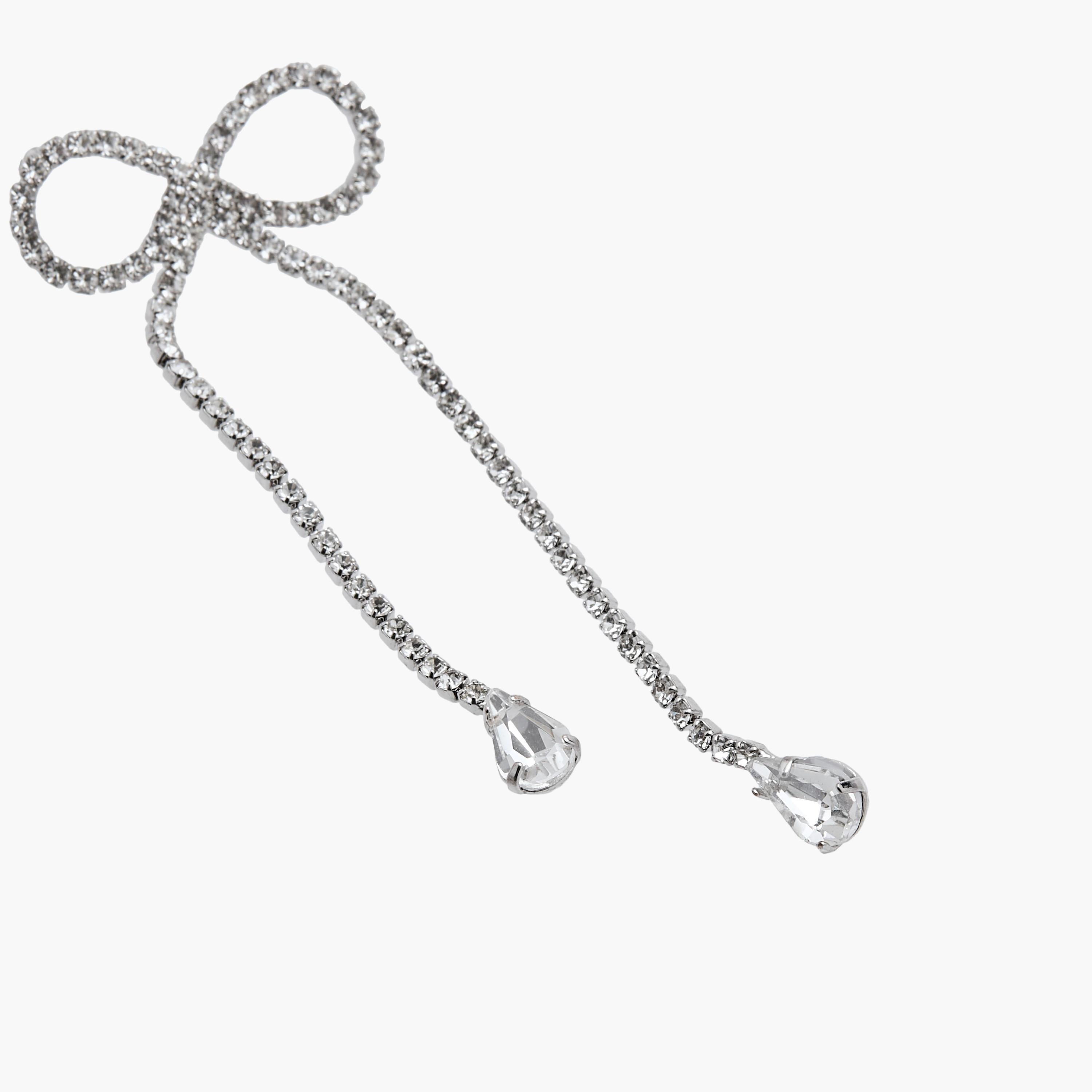 Studded Bow Dangling Earring with Pushback Closure-women-watchesandjewellery-jewellery-earrings-image-4