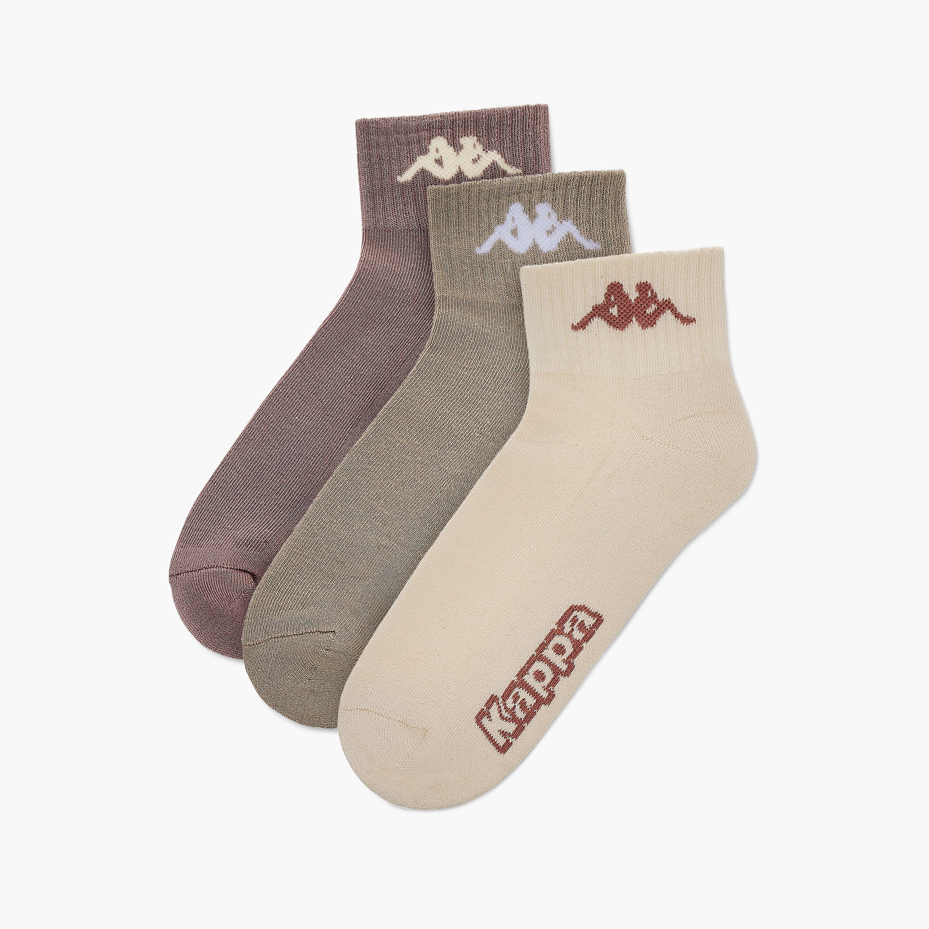 طقم جوارب 3 أزواج بطول الكاحل وطبعات شعار من كابا-women-clothing-sportswearandactivewear-accessories-image-1