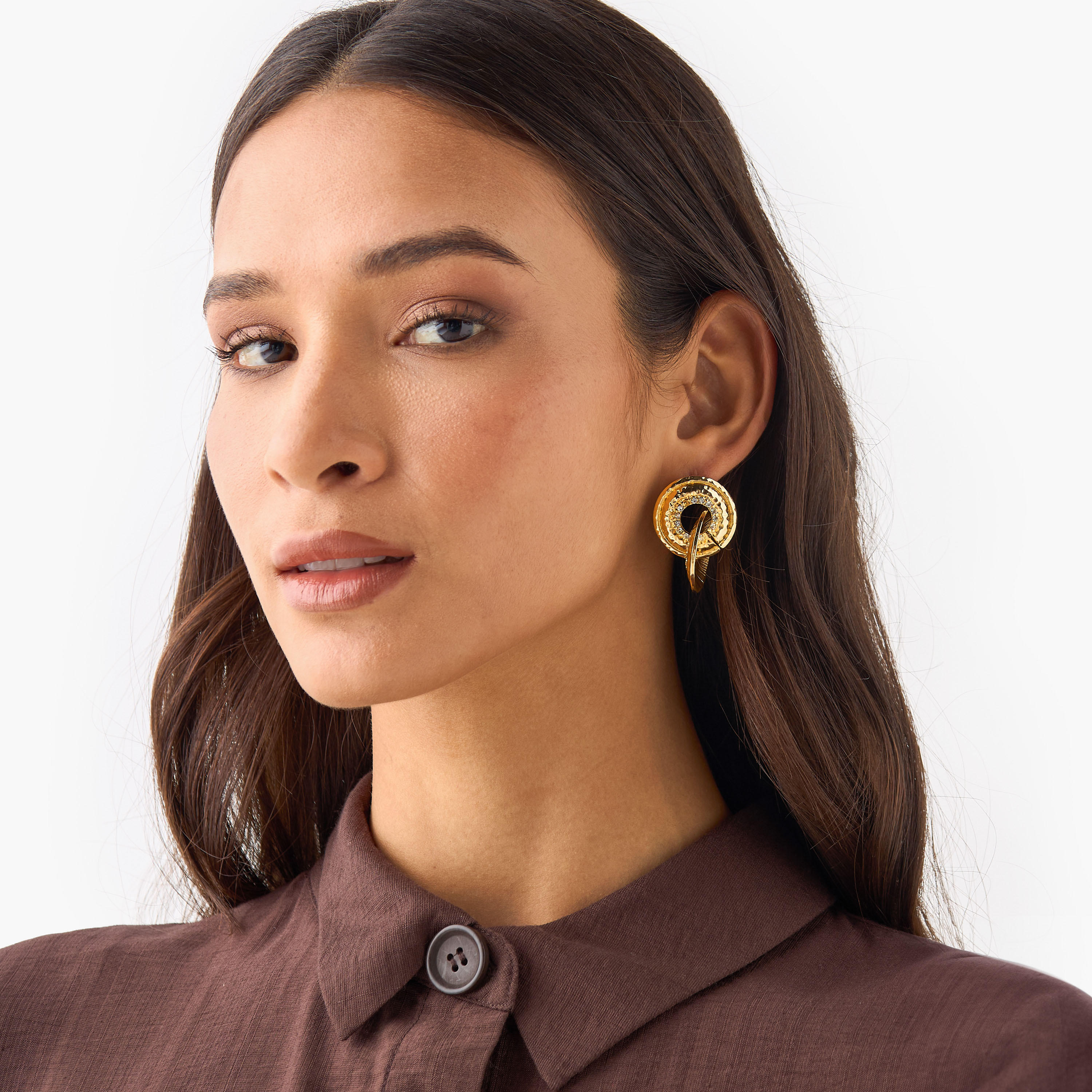 Studded Metallic Earrings with Pushback Closure-women-watchesandjewellery-jewellery-earrings-image-2
