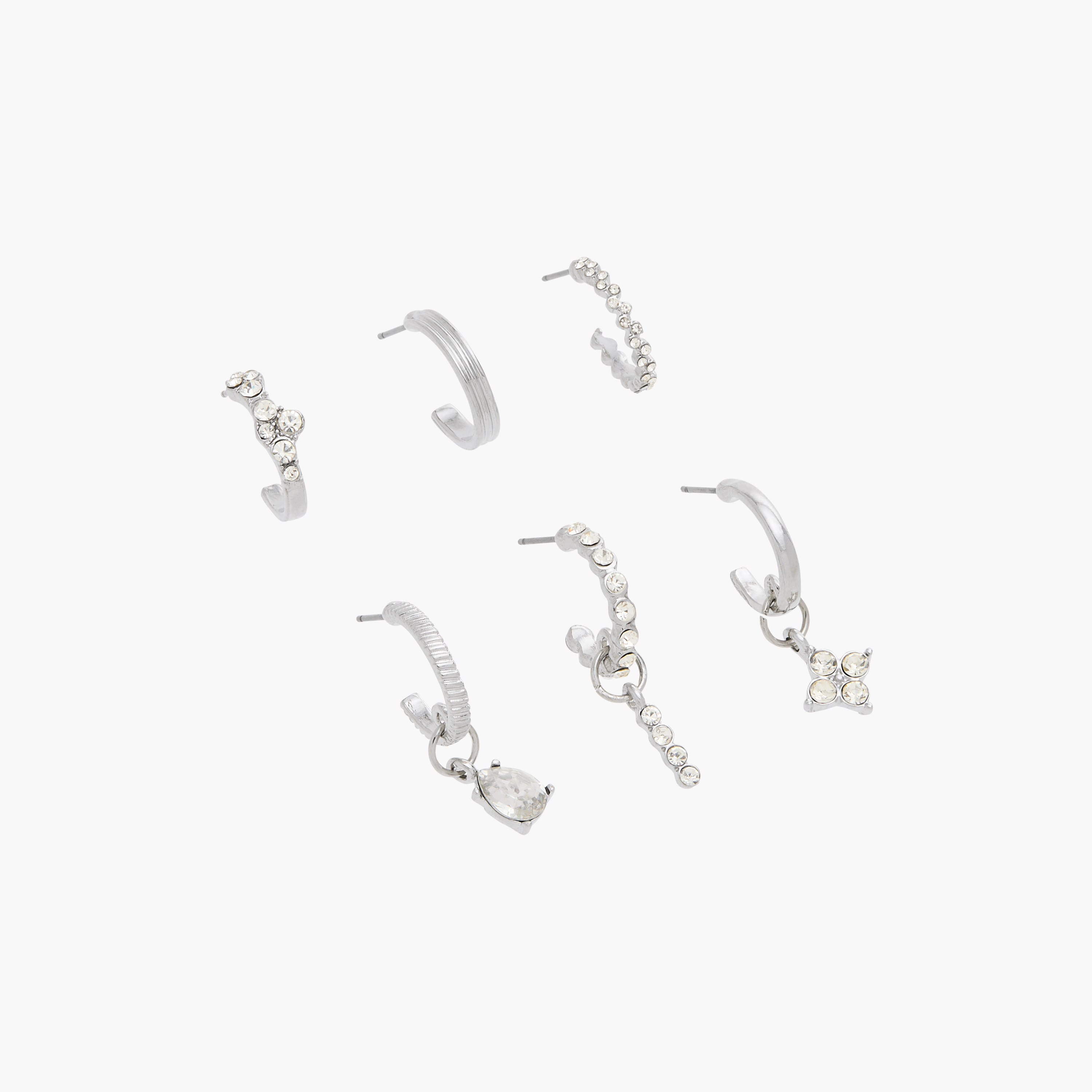 حلقان ميتاليك بمكبس إغلاق خلفي - طقم من 6 أزواج-women-watchesandjewellery-jewellery-earrings-image-3