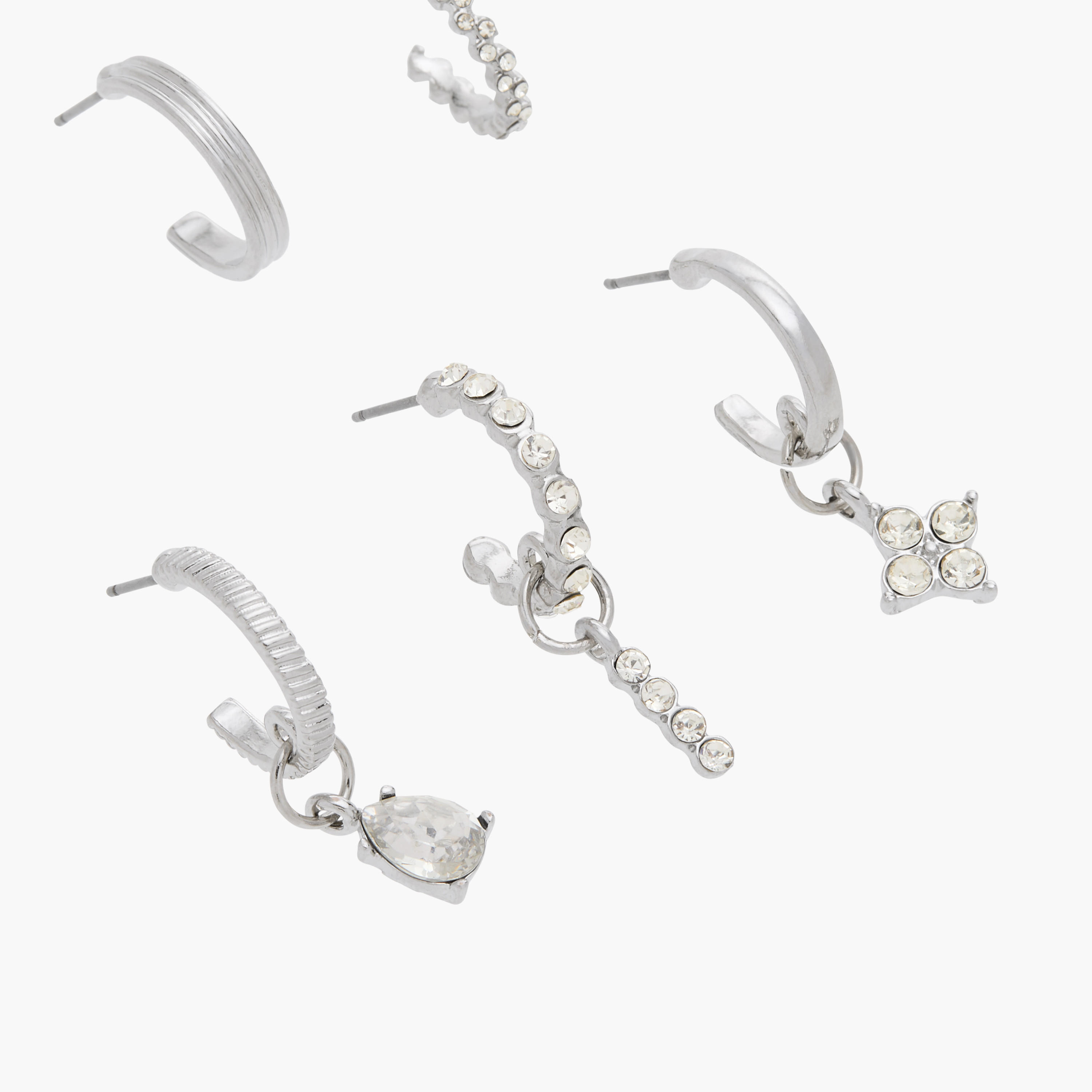 حلقان ميتاليك بمكبس إغلاق خلفي - طقم من 6 أزواج-women-watchesandjewellery-jewellery-earrings-image-5