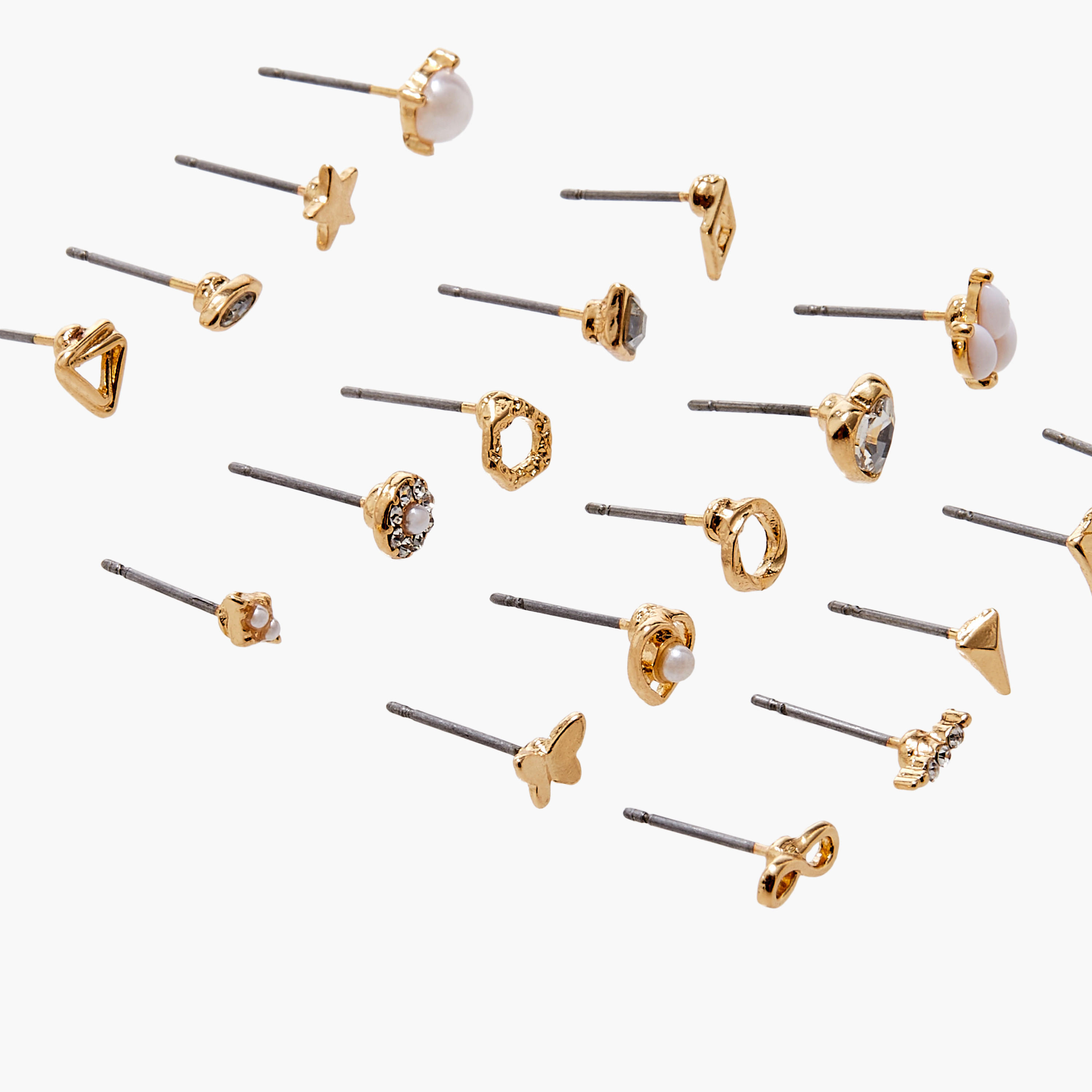 حلقان ميتاليك مرصّعة بمكبس إغلاق خلفي - طقم 20 زوج-women-watchesandjewellery-jewellery-earrings-image-4
