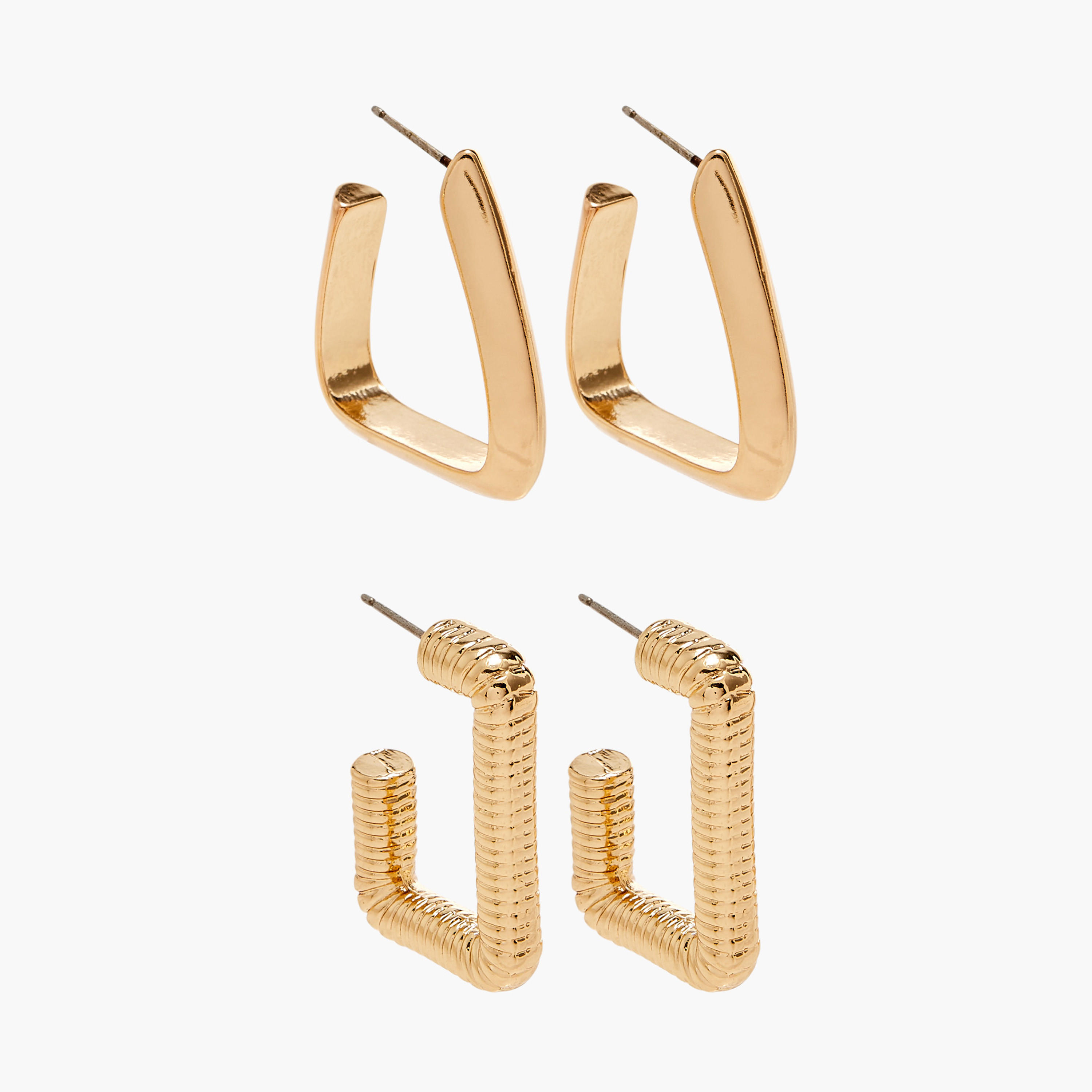 حلقان بارزة الملمس بمكبس إغلاق خلفي - طقم من زوجين-women-watchesandjewellery-jewellery-earrings-image-1