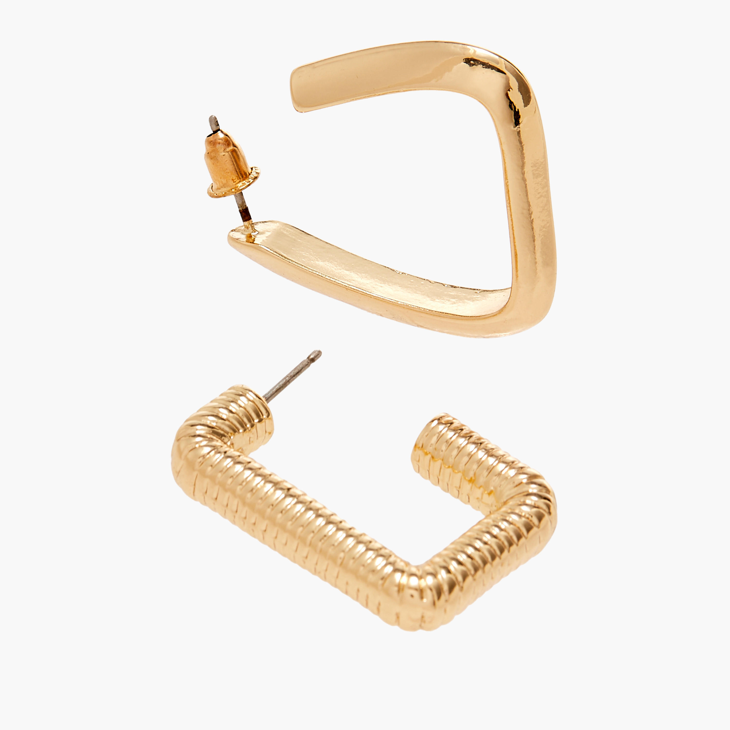 حلقان بارزة الملمس بمكبس إغلاق خلفي - طقم من زوجين-women-watchesandjewellery-jewellery-earrings-image-5