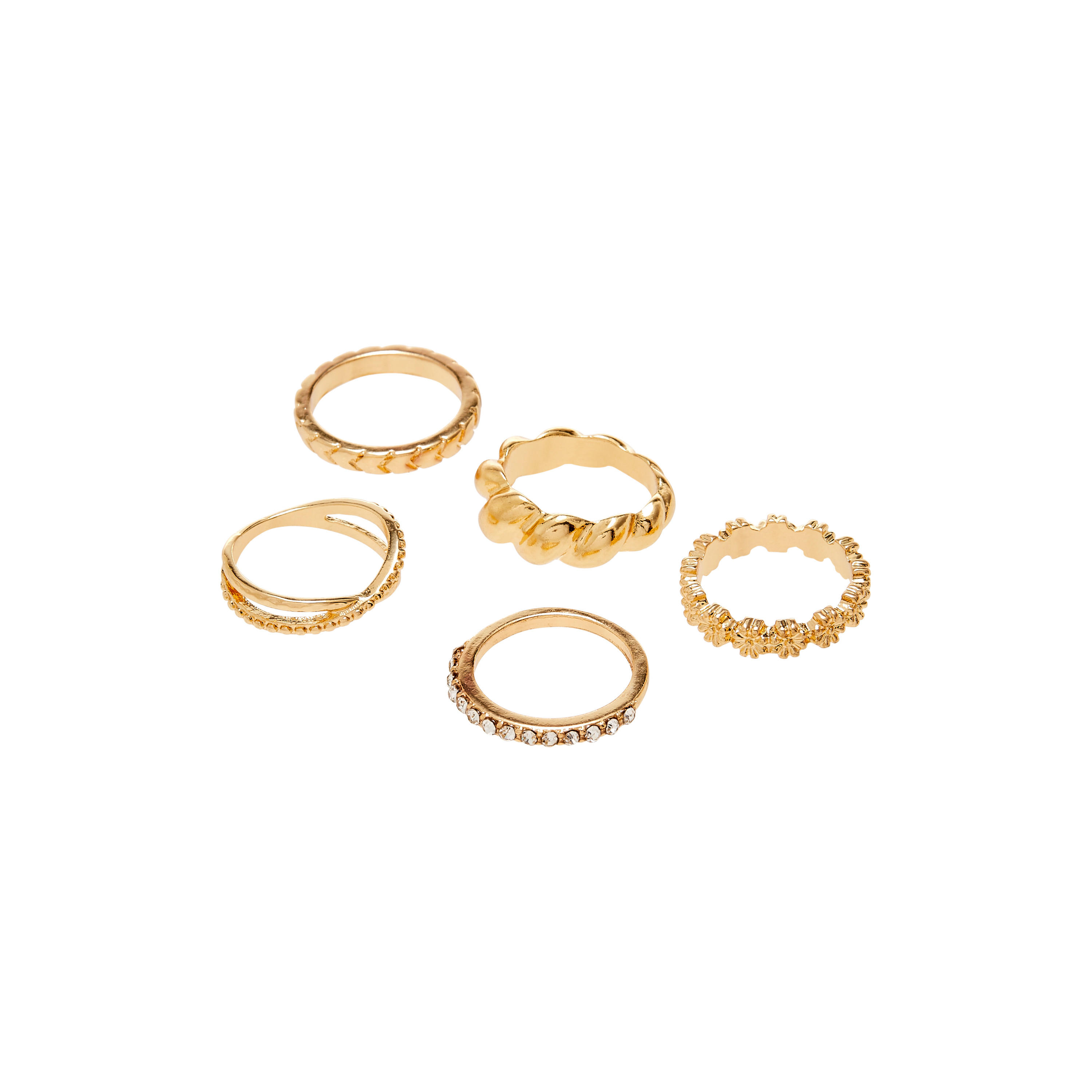 خواتم ميتاليك متنوعة - طقم من 5 قطع-women-watchesandjewellery-jewellery-rings-image-3