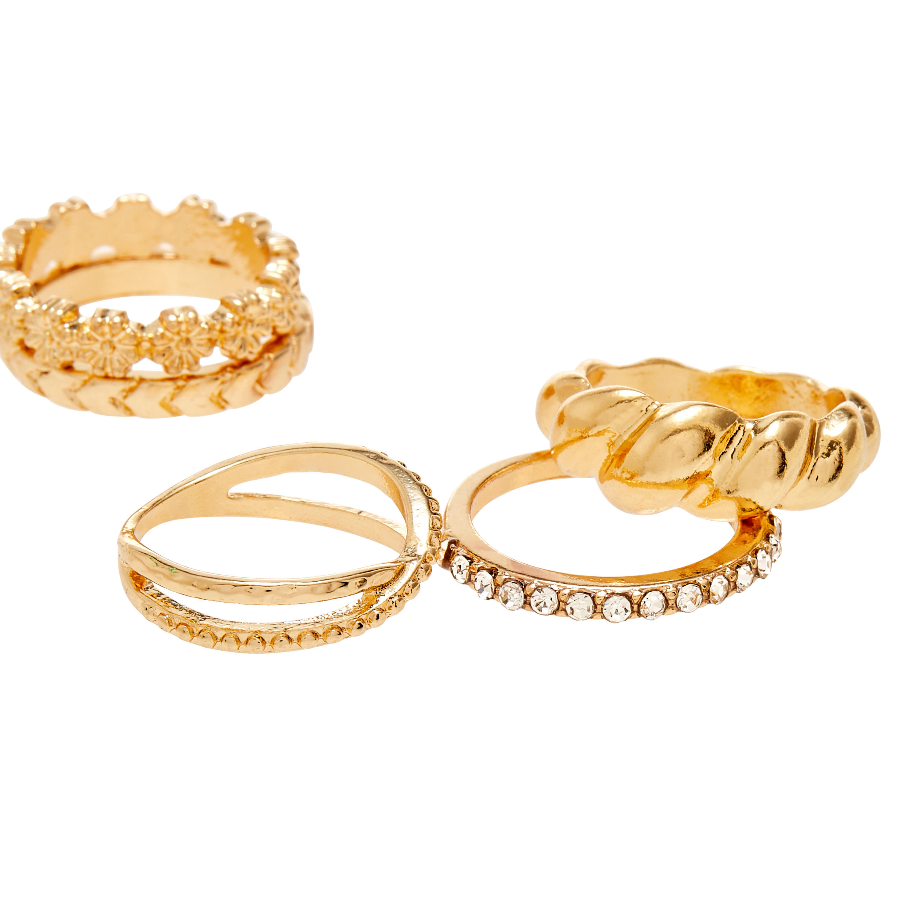 خواتم ميتاليك متنوعة - طقم من 5 قطع-women-watchesandjewellery-jewellery-rings-image-2
