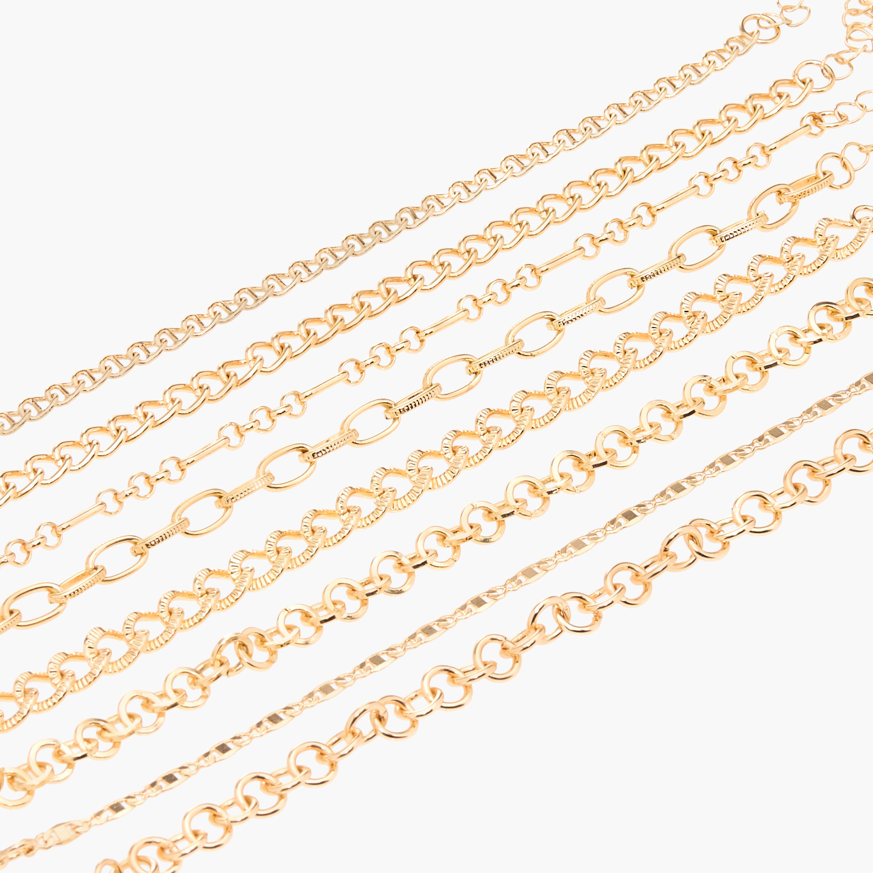 أساور سلسلة ميتاليك بمشبك إغلاق - طقم من 8 قطع-women-watchesandjewellery-jewellery-banglesandbracelets-image-12