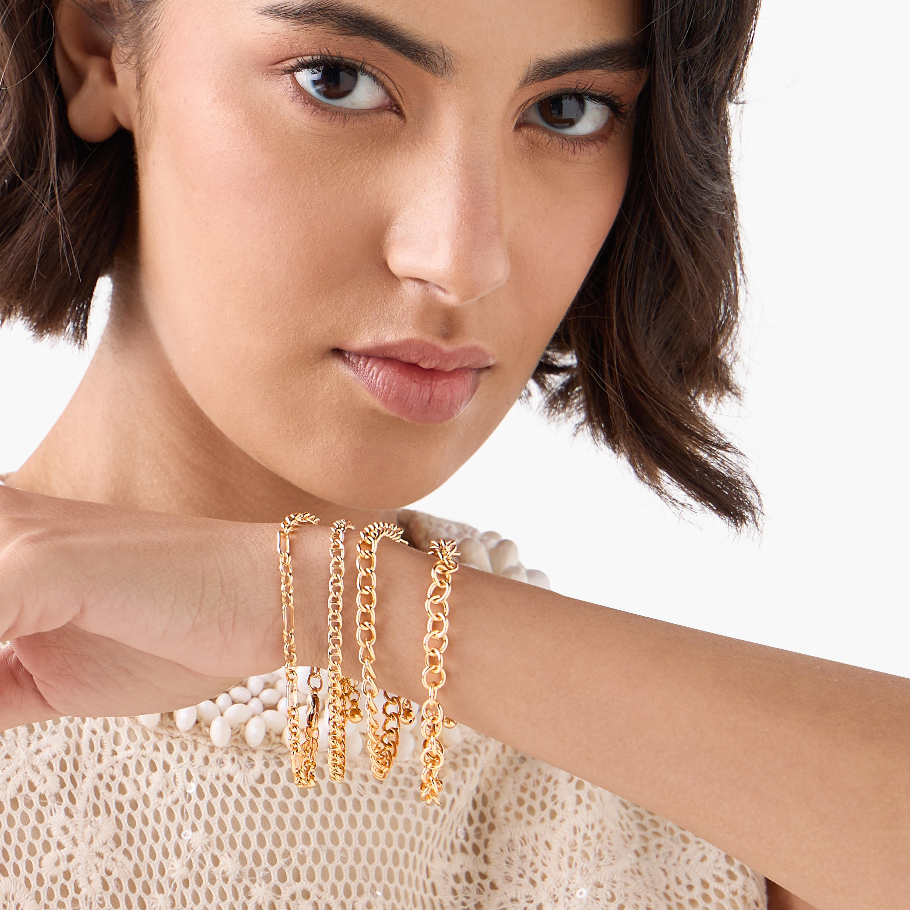 أساور سلسلة ميتاليك بمشبك إغلاق - طقم من 8 قطع-women-watchesandjewellery-jewellery-banglesandbracelets-image-2