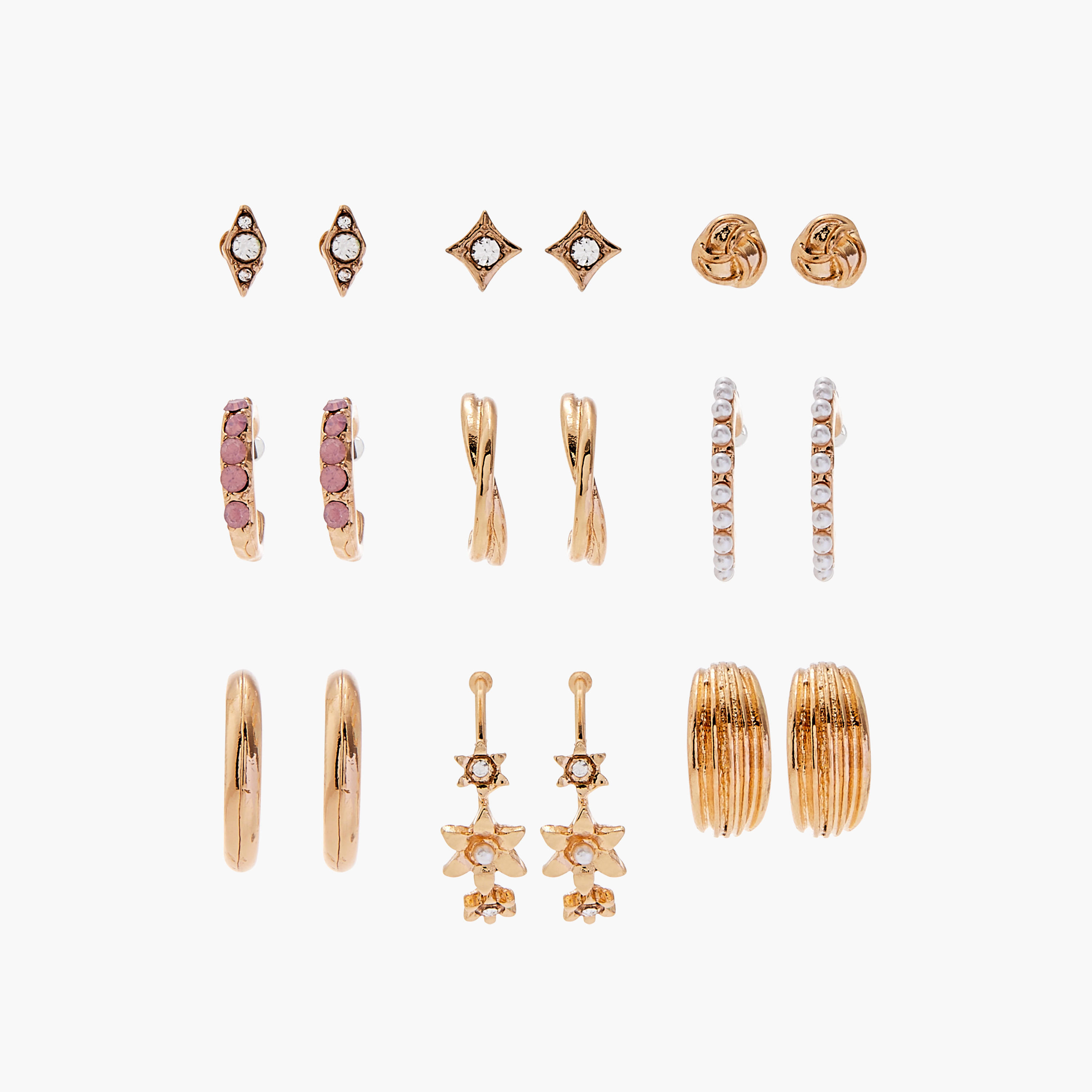 حلقان متنوعة بمكبس إغلاق خلفي - طقم من 9-women-watchesandjewellery-jewellery-earrings-image-5
