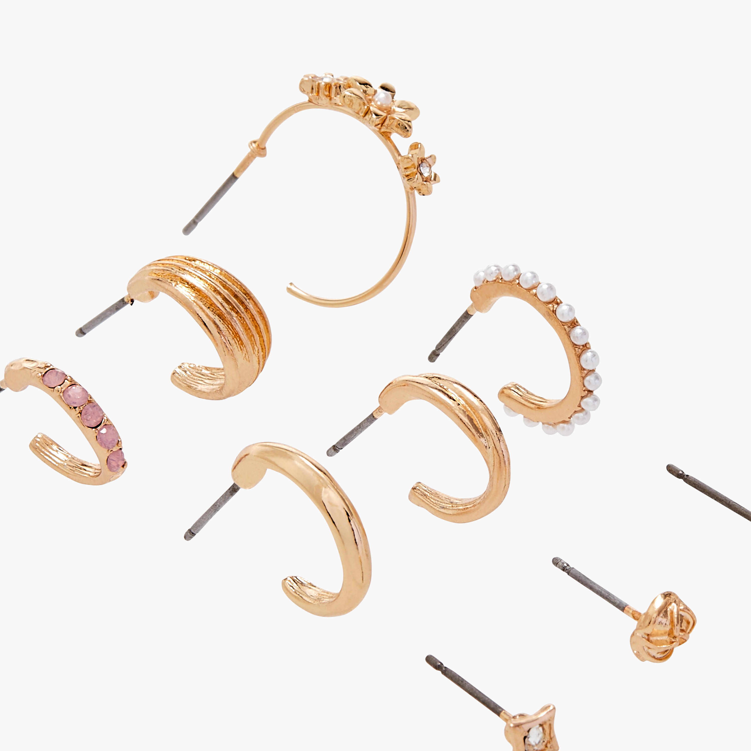 حلقان متنوعة بمكبس إغلاق خلفي - طقم من 9-women-watchesandjewellery-jewellery-earrings-image-2