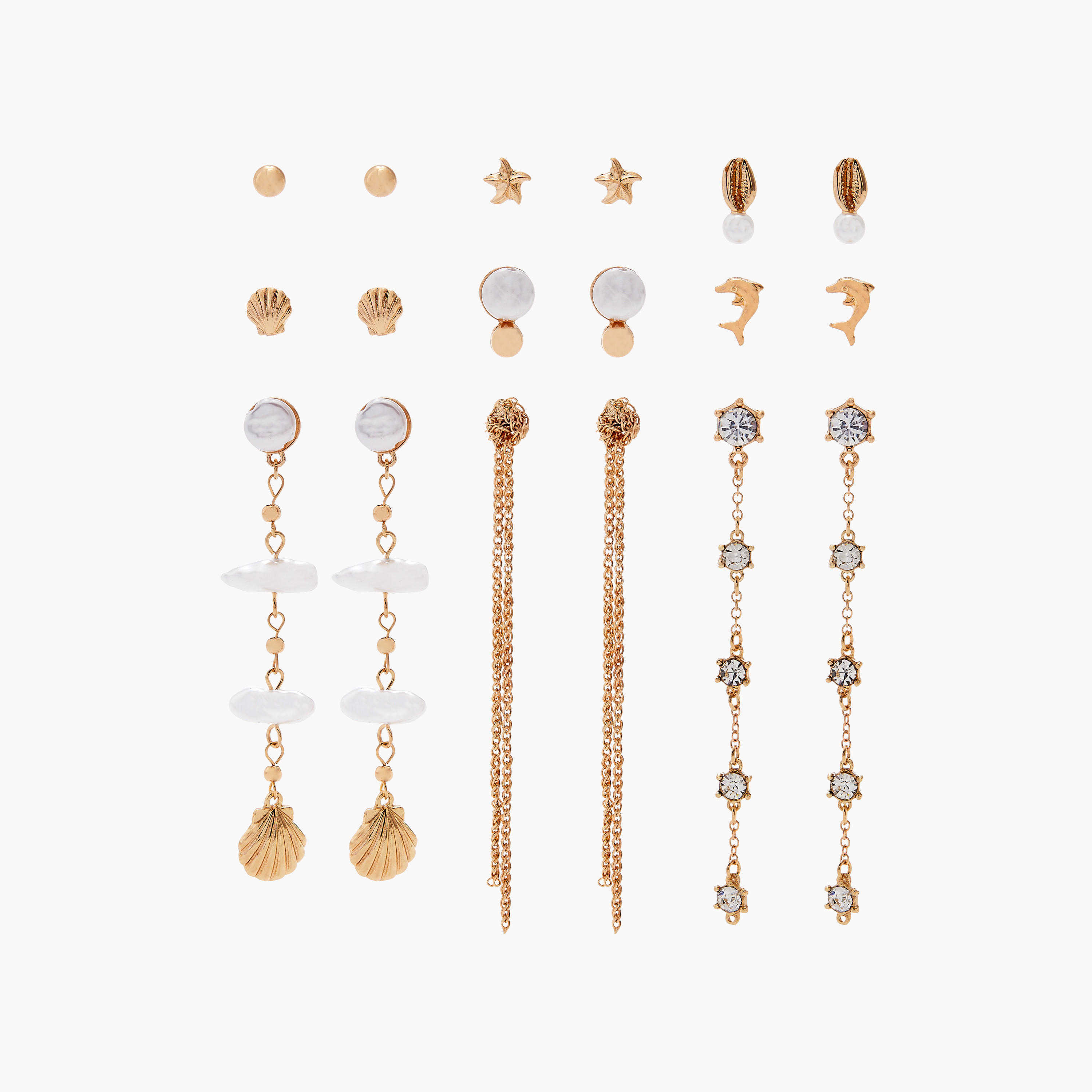 حلقان ميتاليك متنوّعة - طقم 9 أزواج-women-watchesandjewellery-jewellery-earrings-image-1