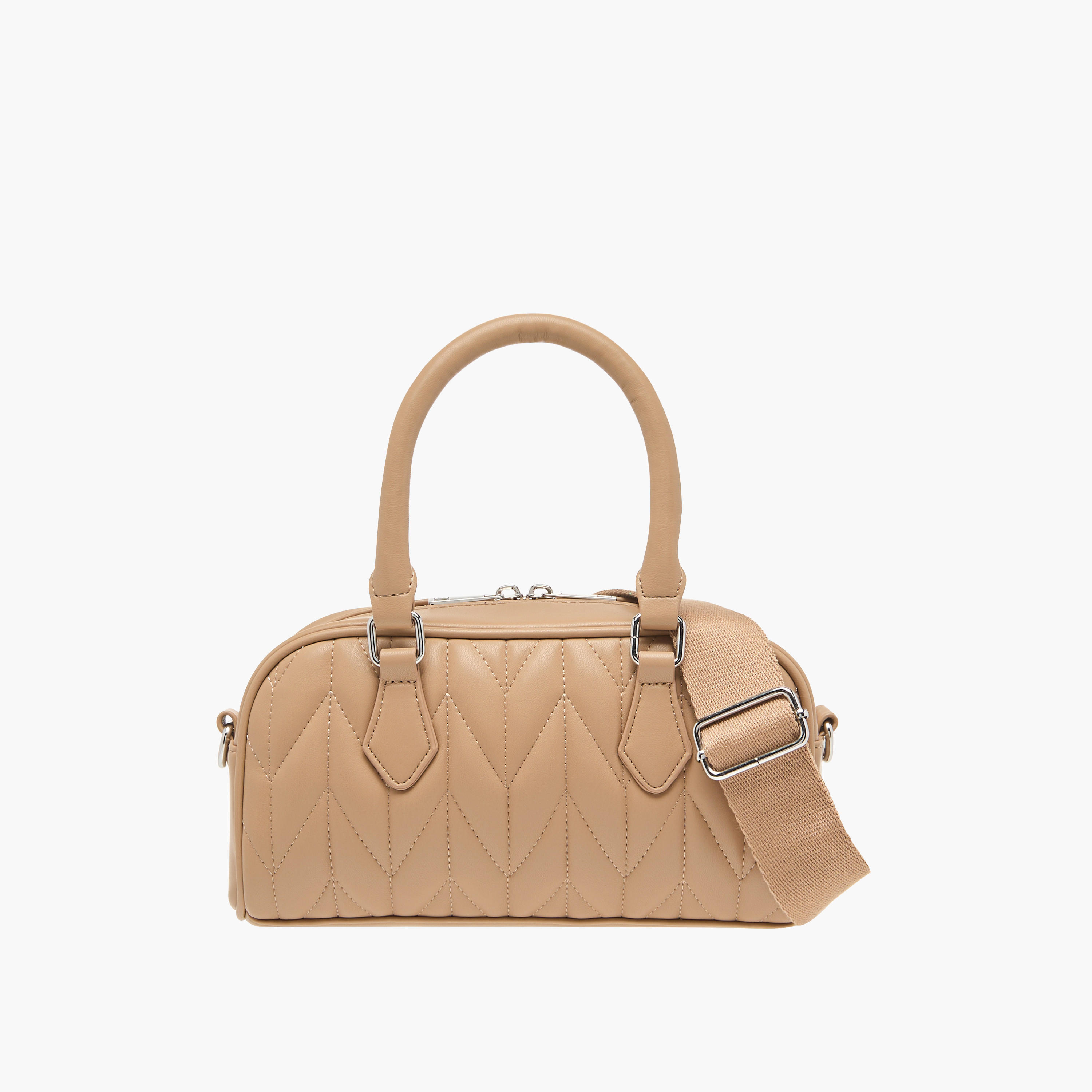 Quilted Crossbody Bag with Detachable Strap and Zip Closure-women-bagsandwallets-handbags-image-1