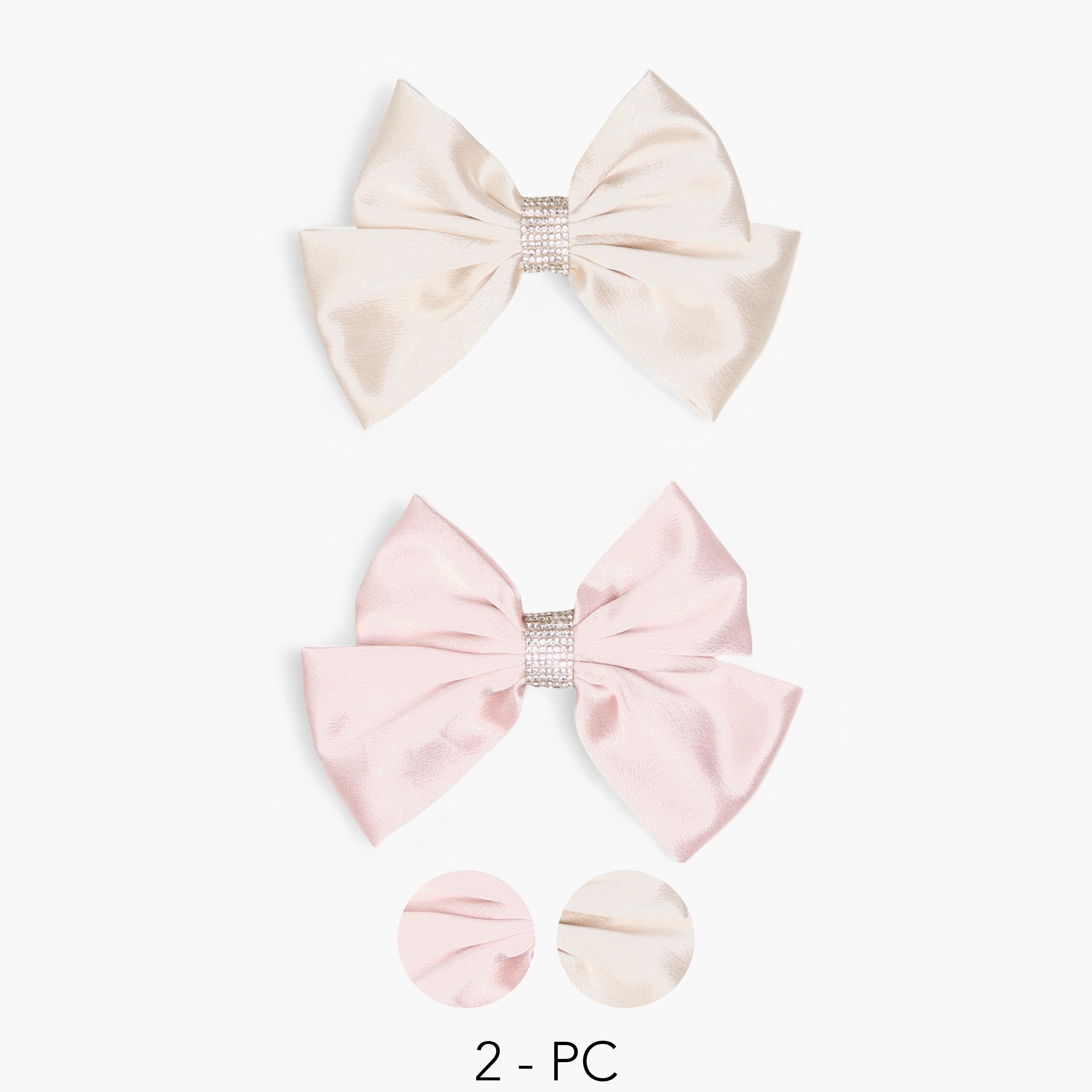 مشابك شعر مزينة بفيونكة - طقم قطعتين-women-hairaccessories-clips-image-1