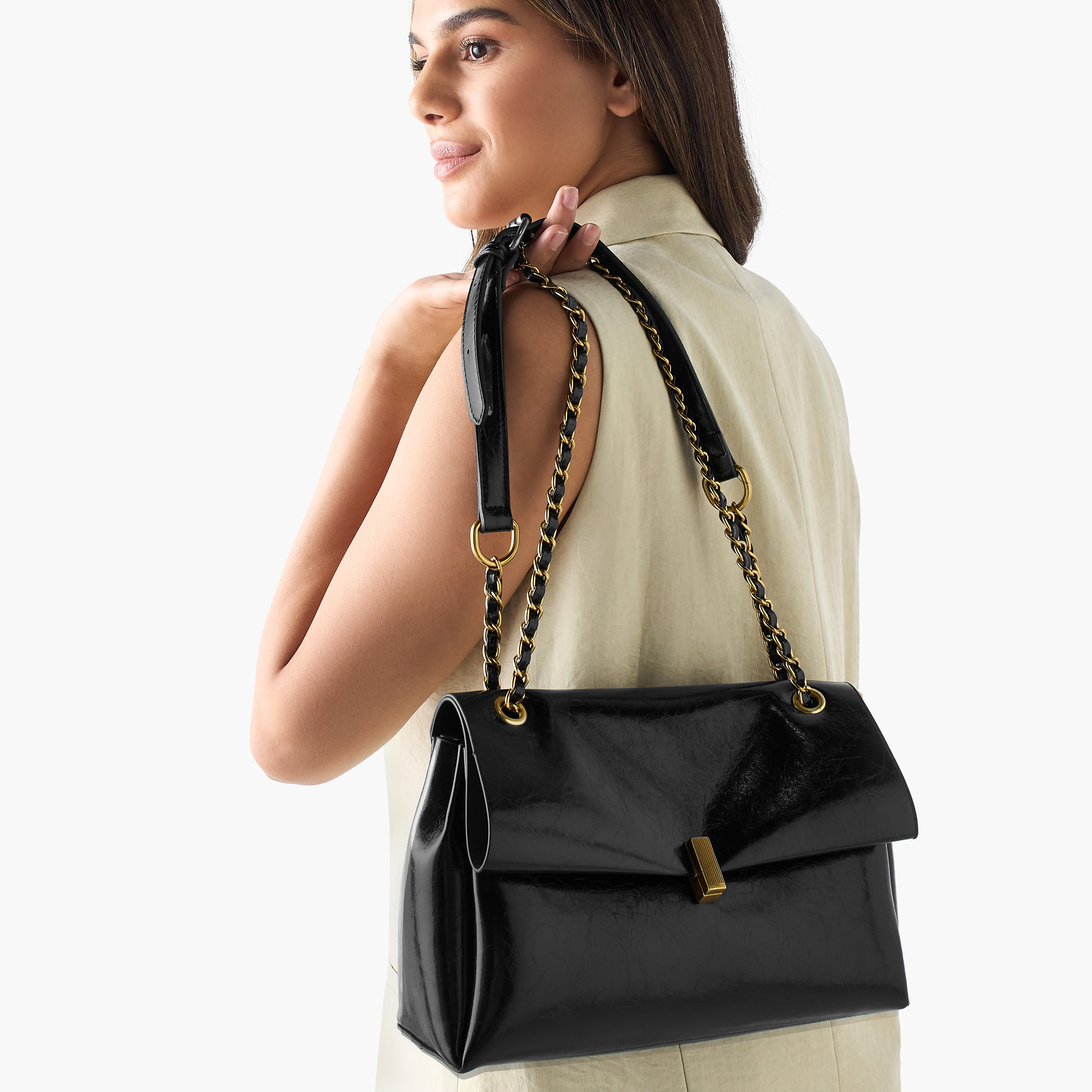 شنطة كروس بودي بارزة الملمس بطية إغلاق وحزام قابل للتعديل -women-bagsandwallets-handbags-image-2