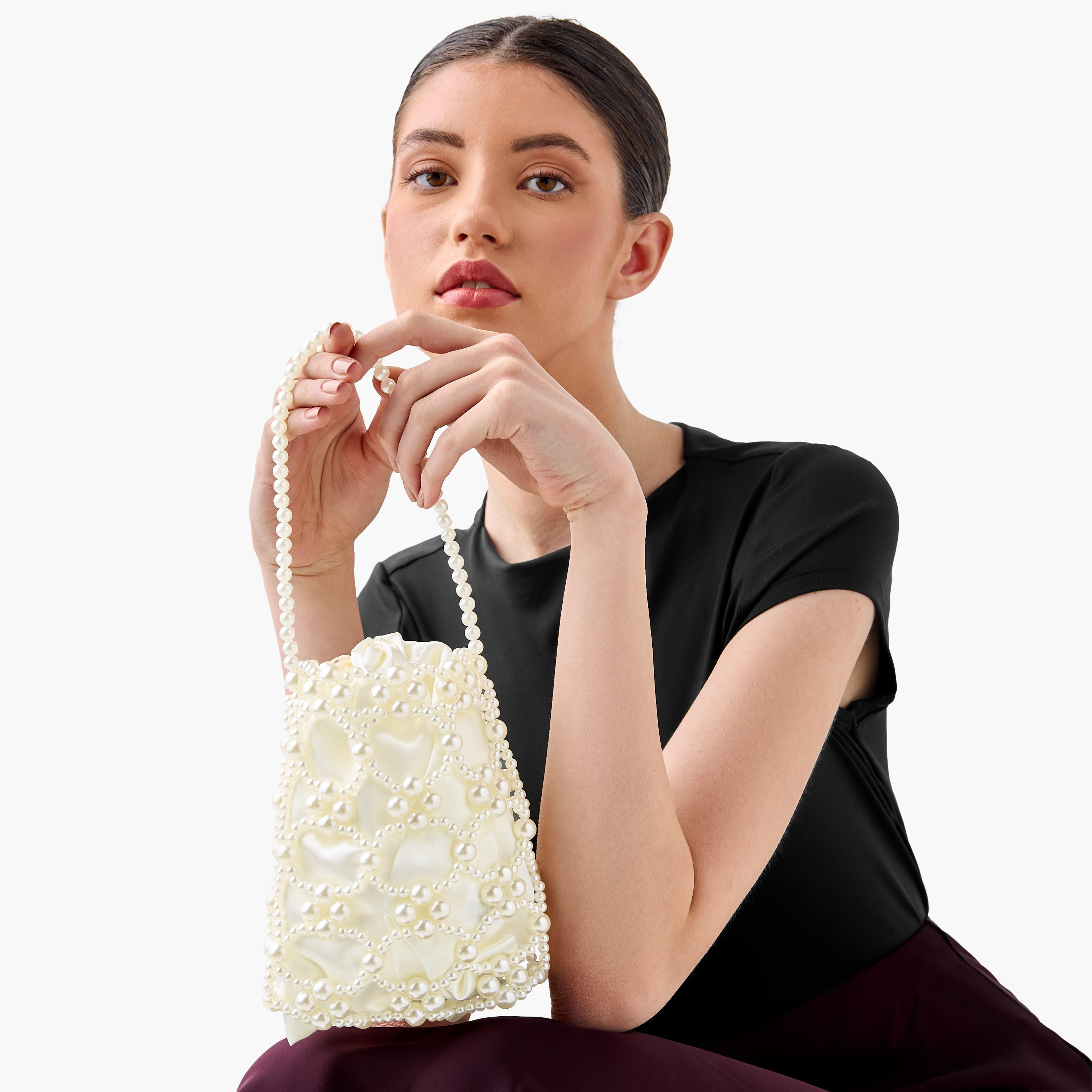 Embellished Bucket Bag with Drawstring Closure-women-bagsandwallets-handbags-image-2