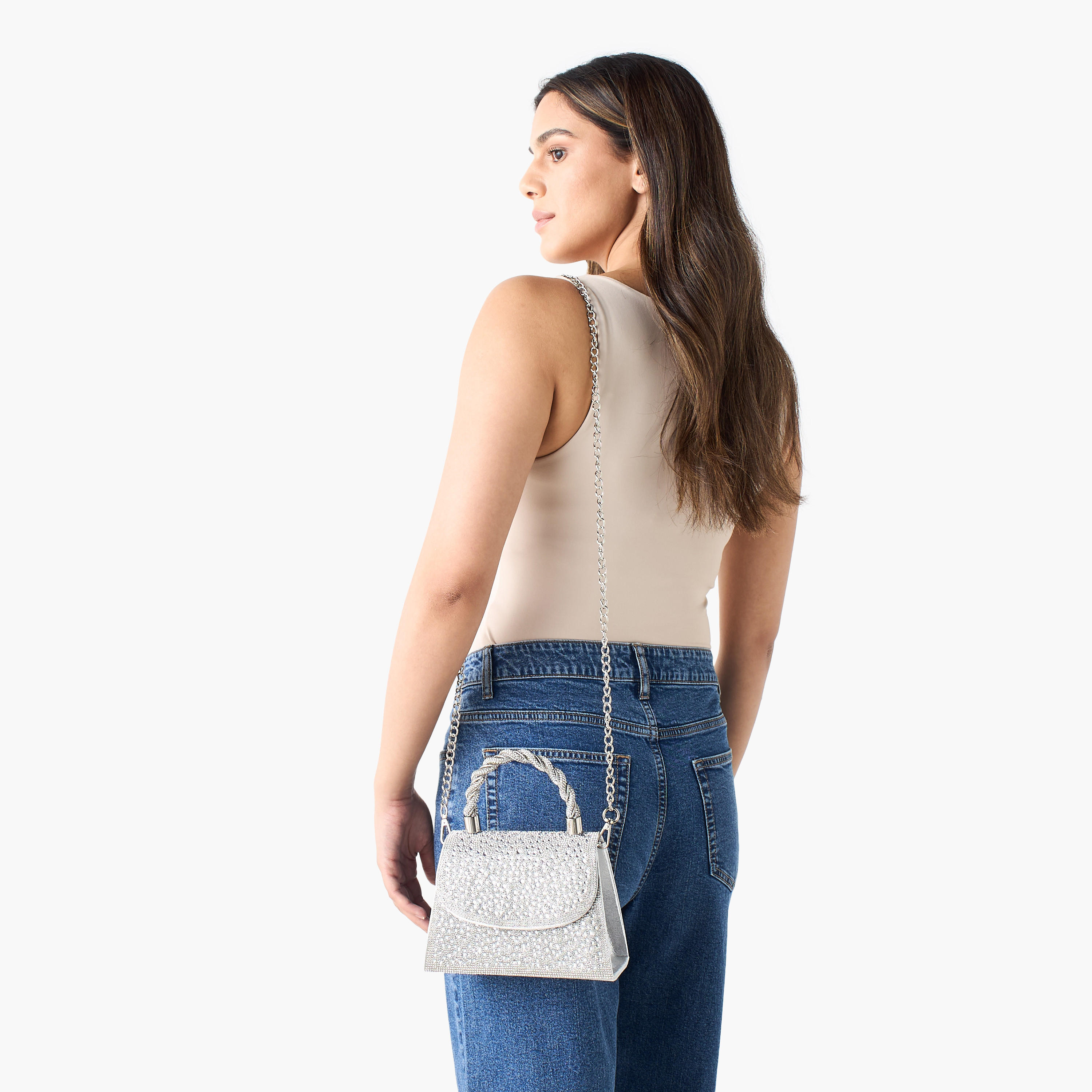 شنطة كروس بودي مزينة بحزام سلسلة وطية إغلاق-women-bagsandwallets-handbags-image-2