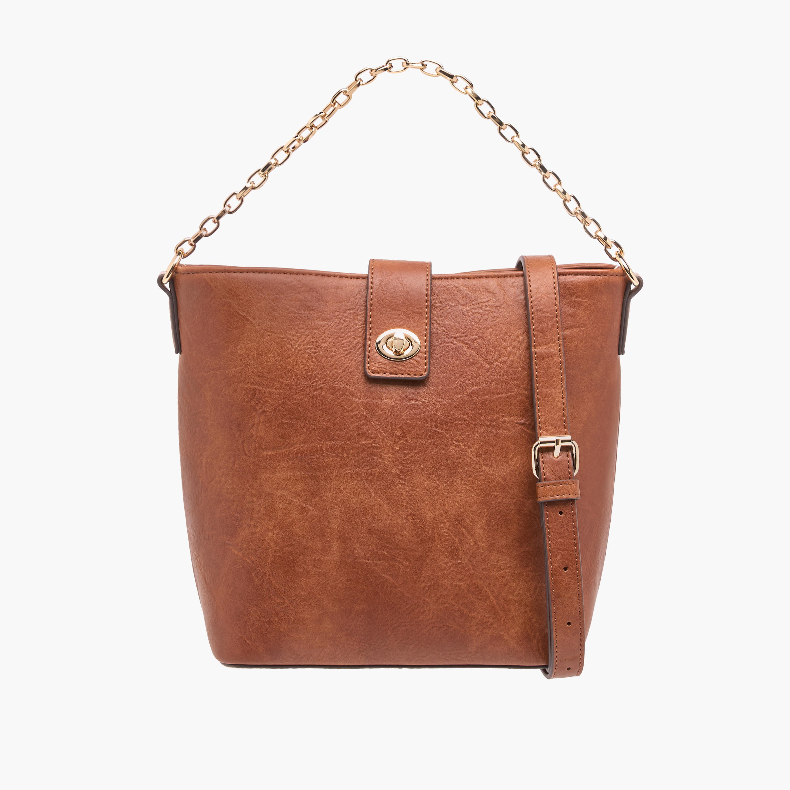 شنطة كتف بارزة الملمس بقفل إغلاق وحزام قابل للفصل-women-bagsandwallets-handbags-image-1
