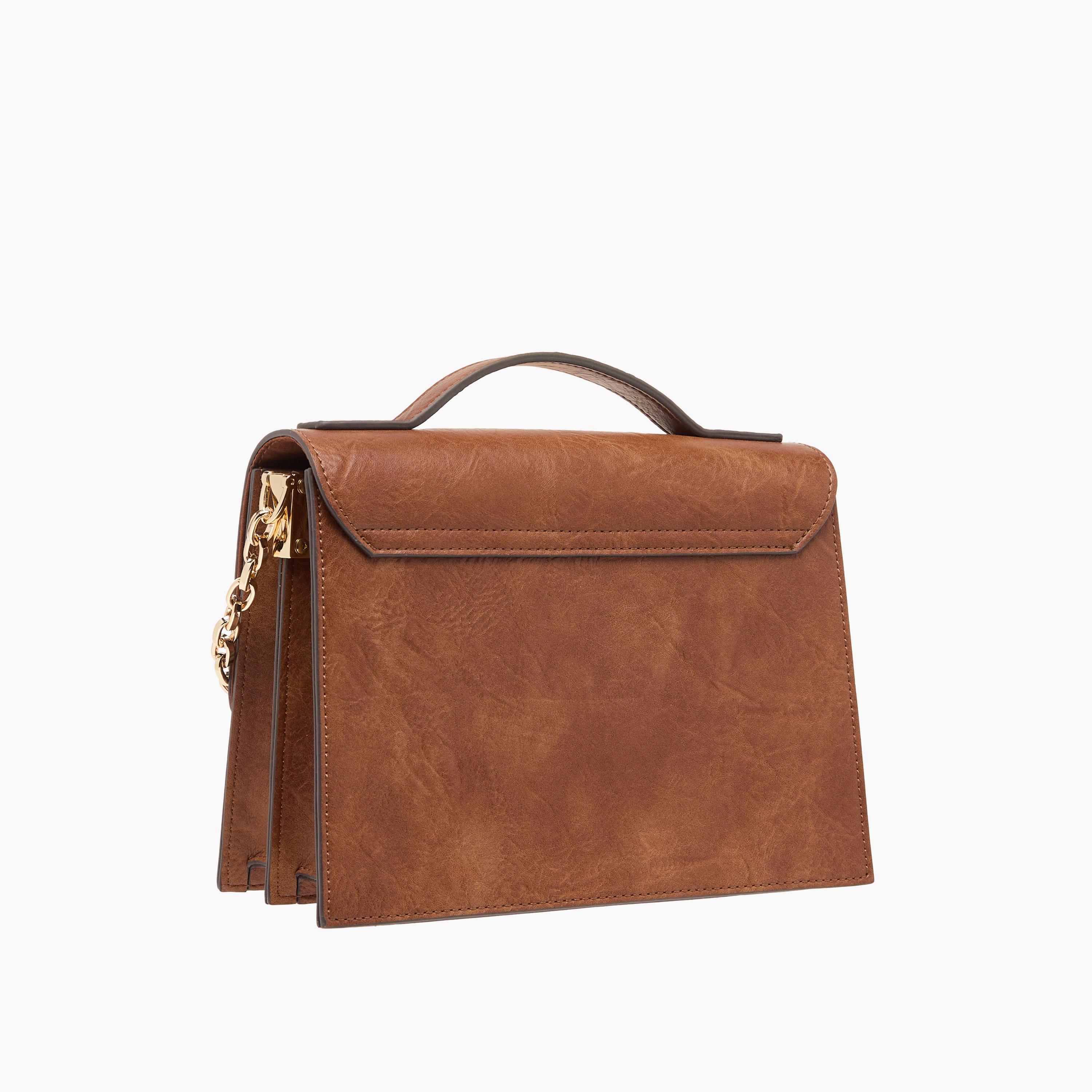 Textured Satchel Bag with Chain Strap-women-bagsandwallets-handbags-image-4