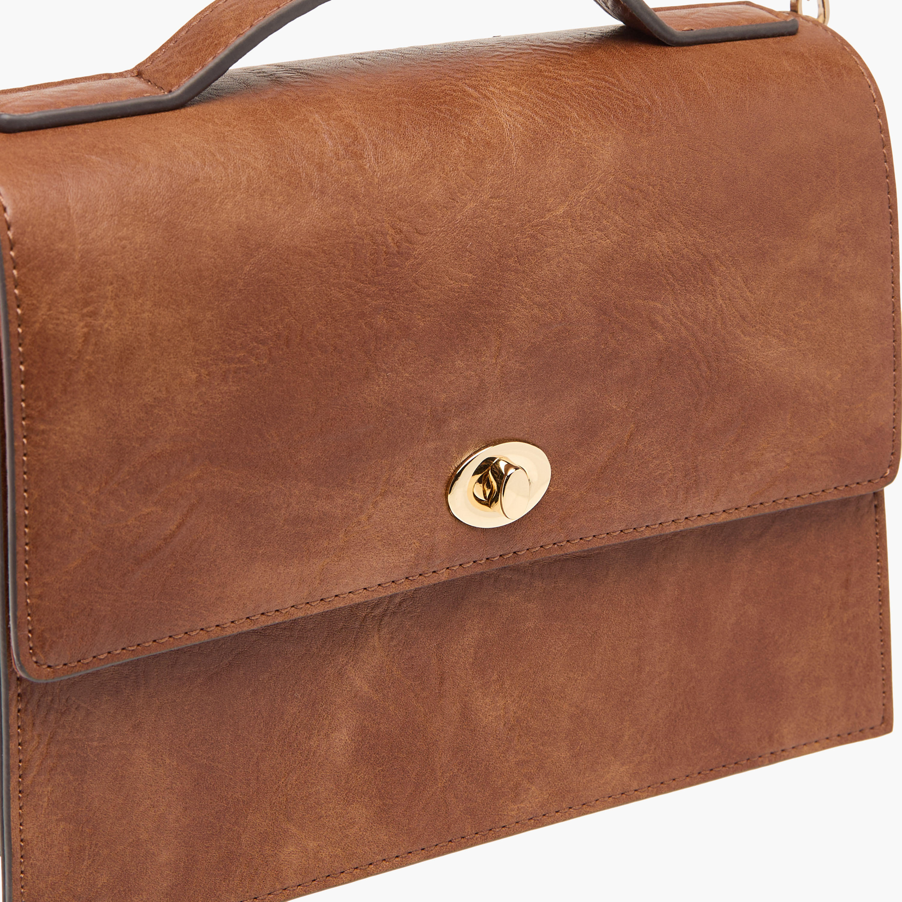 Textured Satchel Bag with Chain Strap-women-bagsandwallets-handbags-image-5