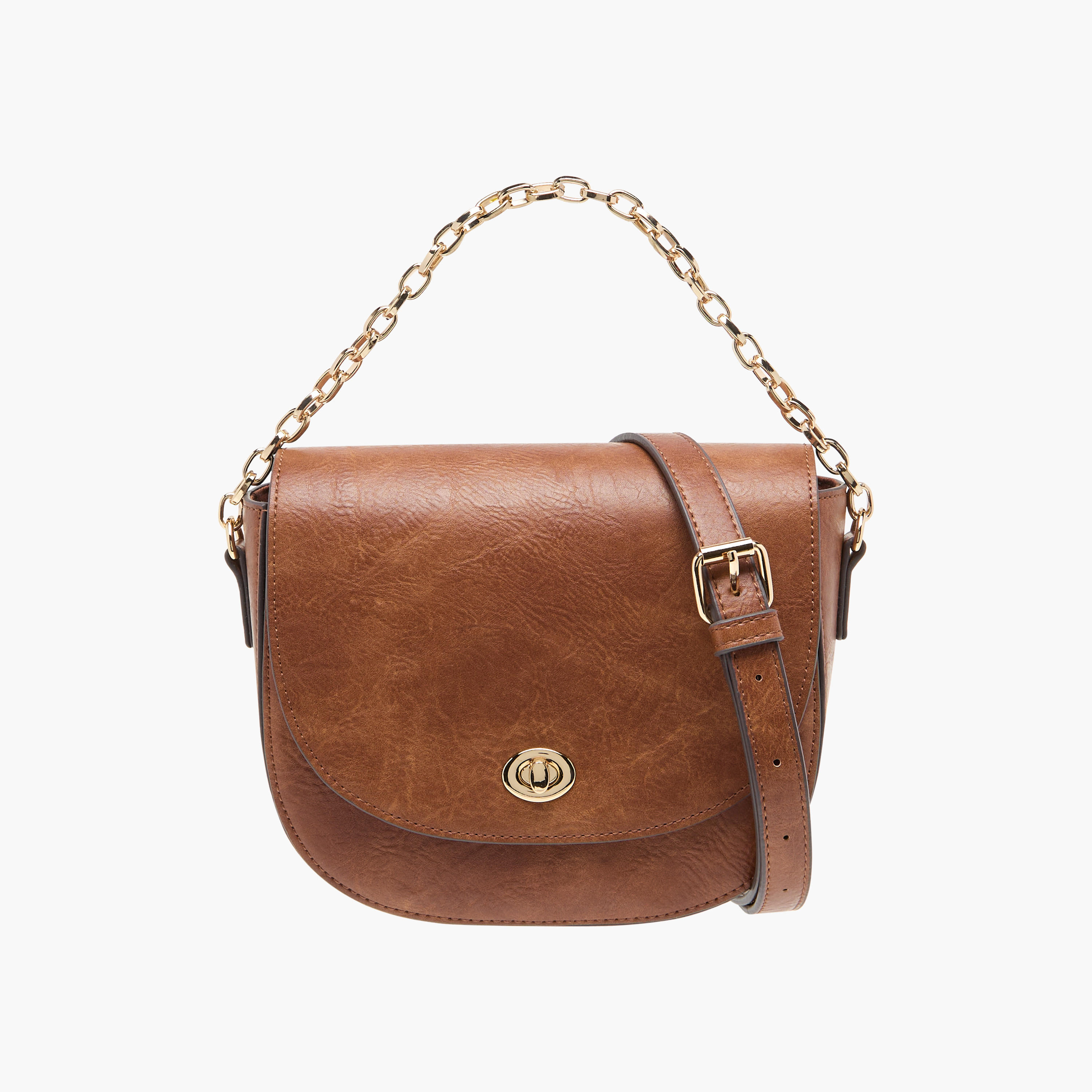 Textured Crossbody Bag with Chain Strap-women-bagsandwallets-handbags-image-1