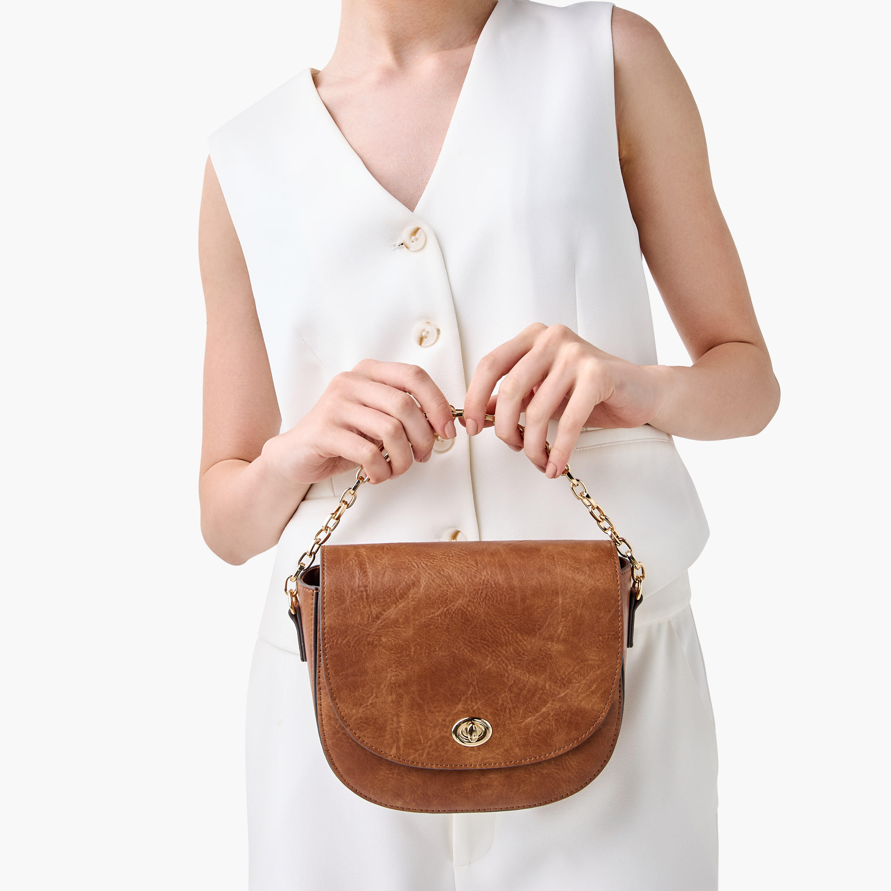Textured Crossbody Bag with Chain Strap-women-bagsandwallets-handbags-image-2
