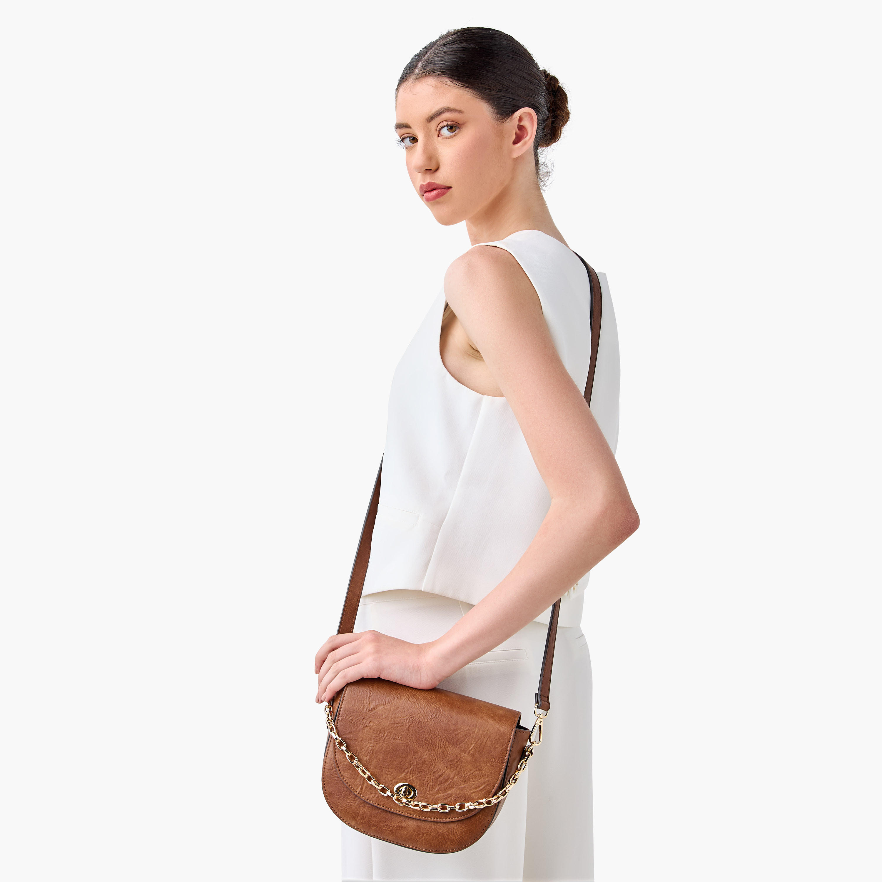 Textured Crossbody Bag with Chain Strap-women-bagsandwallets-handbags-image-8