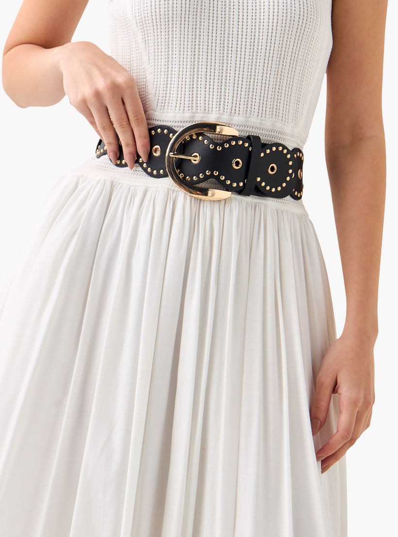Stud Embellished Belt with Pin Buckle Closure-women-clothingaccessories-belts-image-2