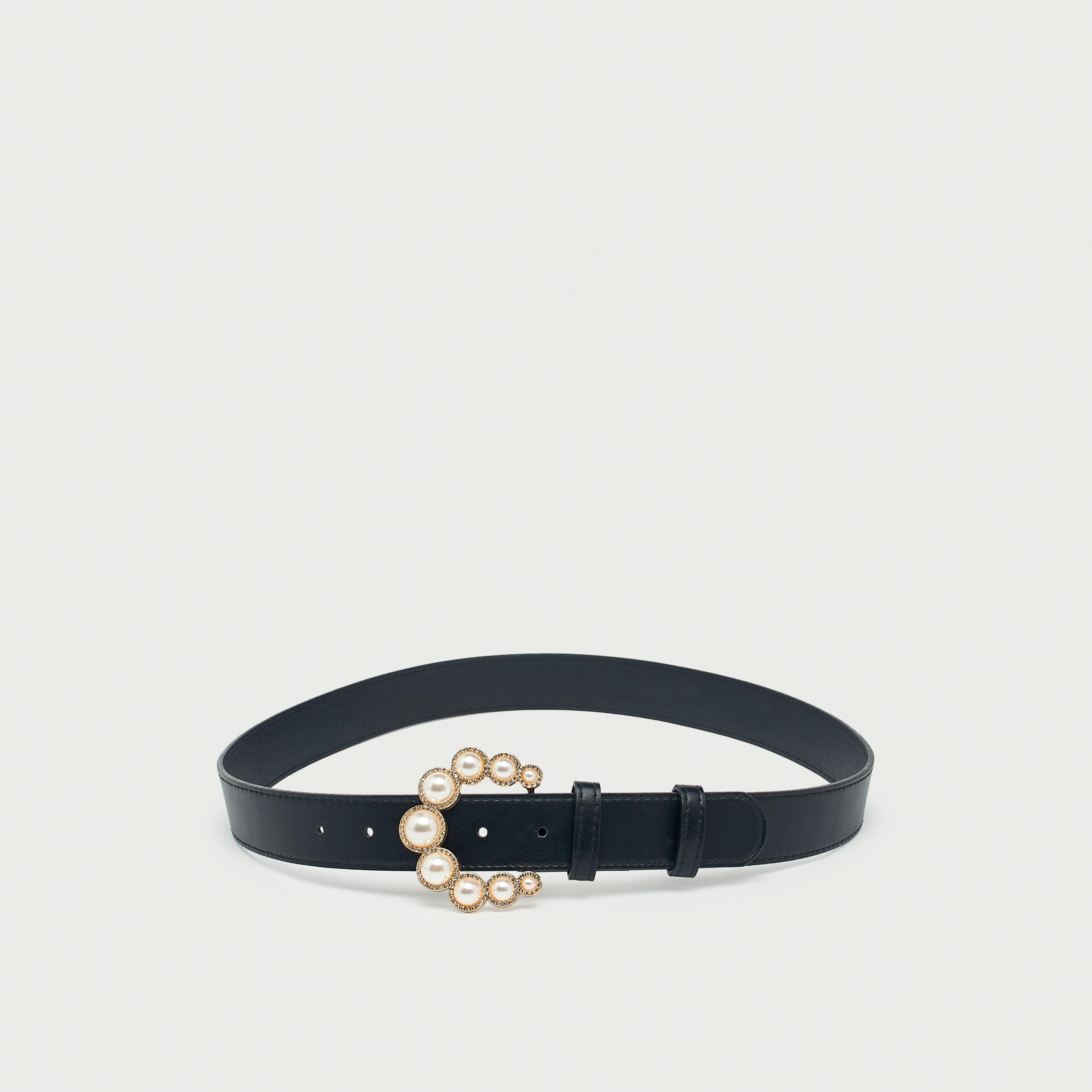 Pearl Embellished Belt with Buckle Closure-women-clothingaccessories-belts-image-1