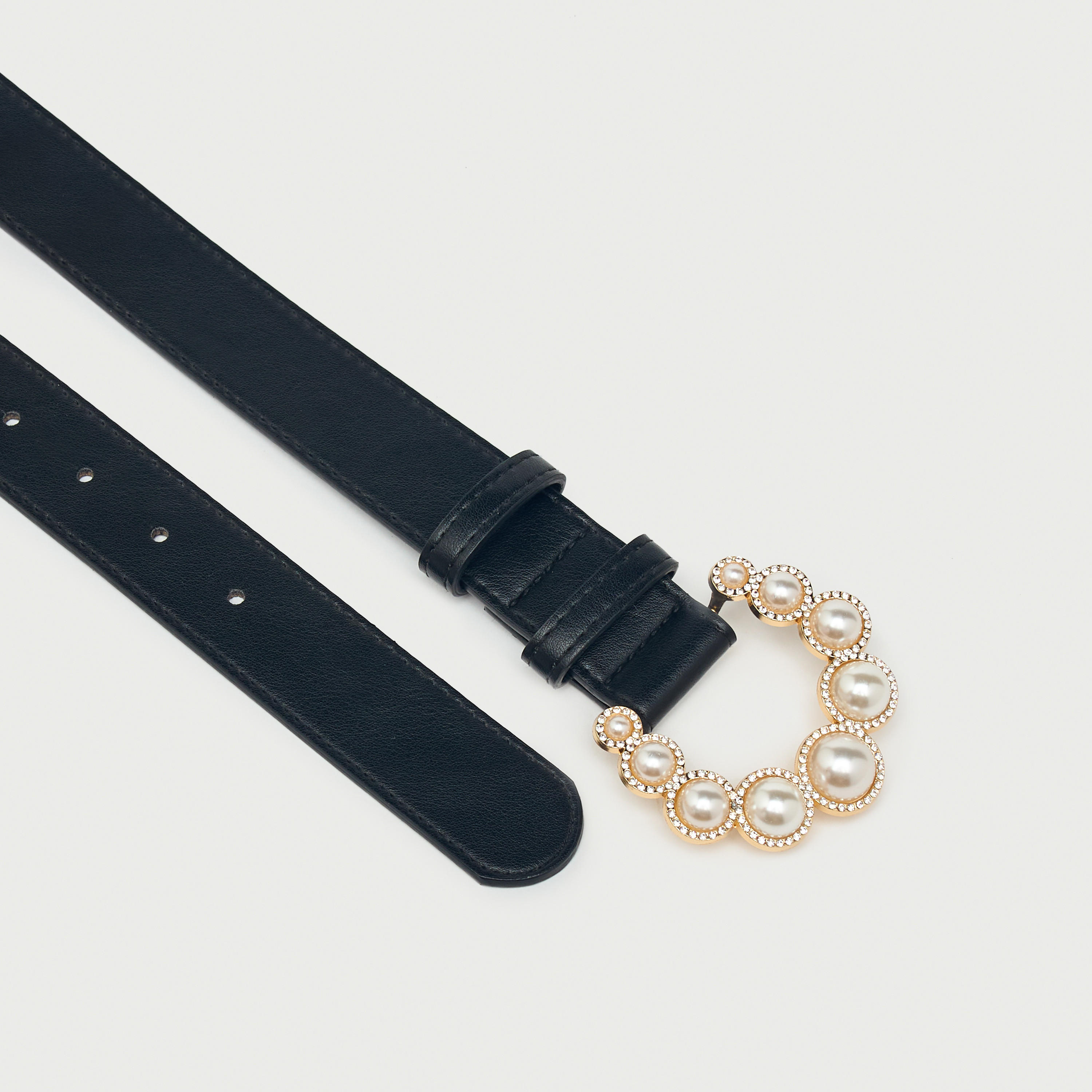 Pearl Embellished Belt with Buckle Closure-women-clothingaccessories-belts-image-5