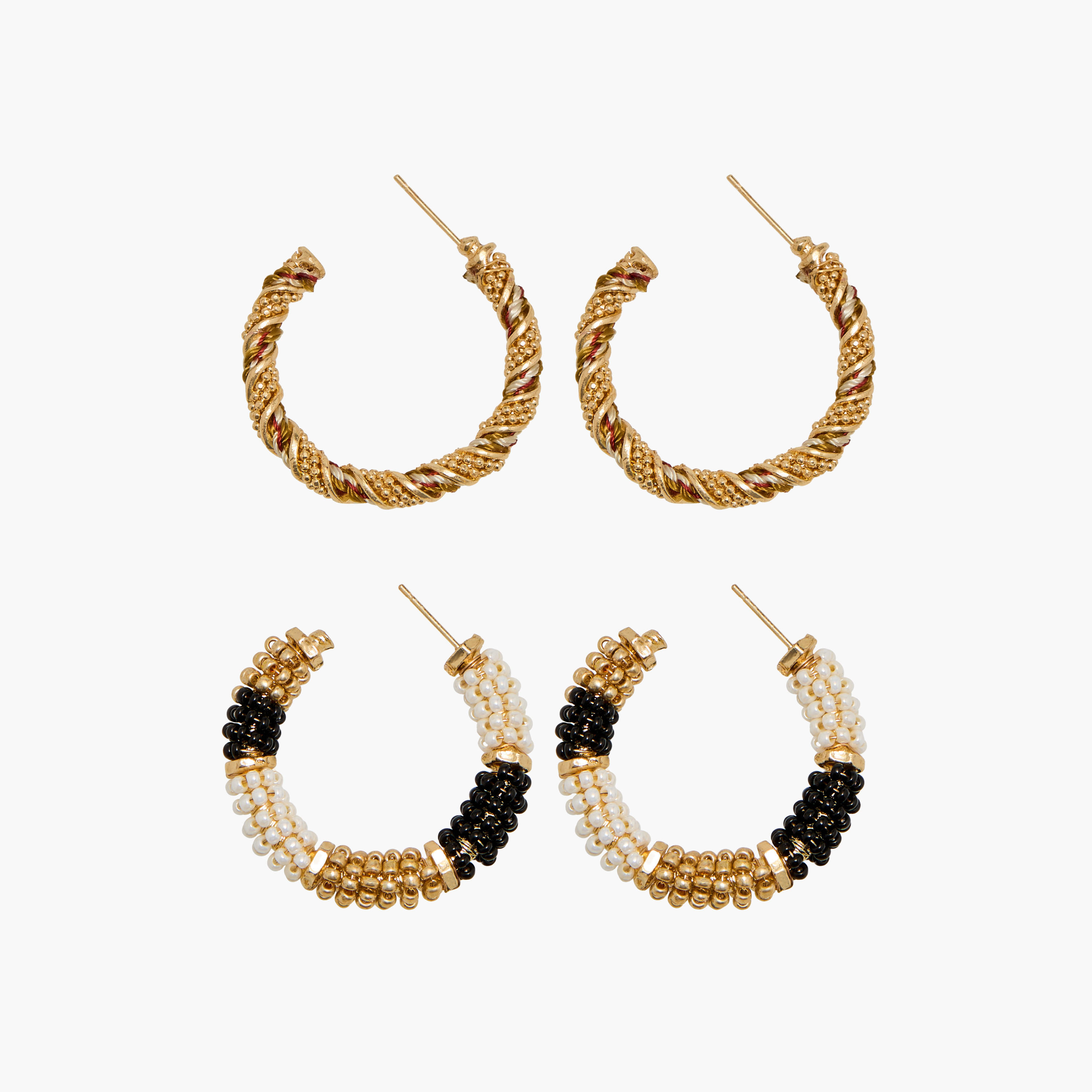 حلقان طوق مزيّنة بمكبس إغلاق خلفي - طقم من قطعتين-women-watchesandjewellery-jewellery-earrings-image-1